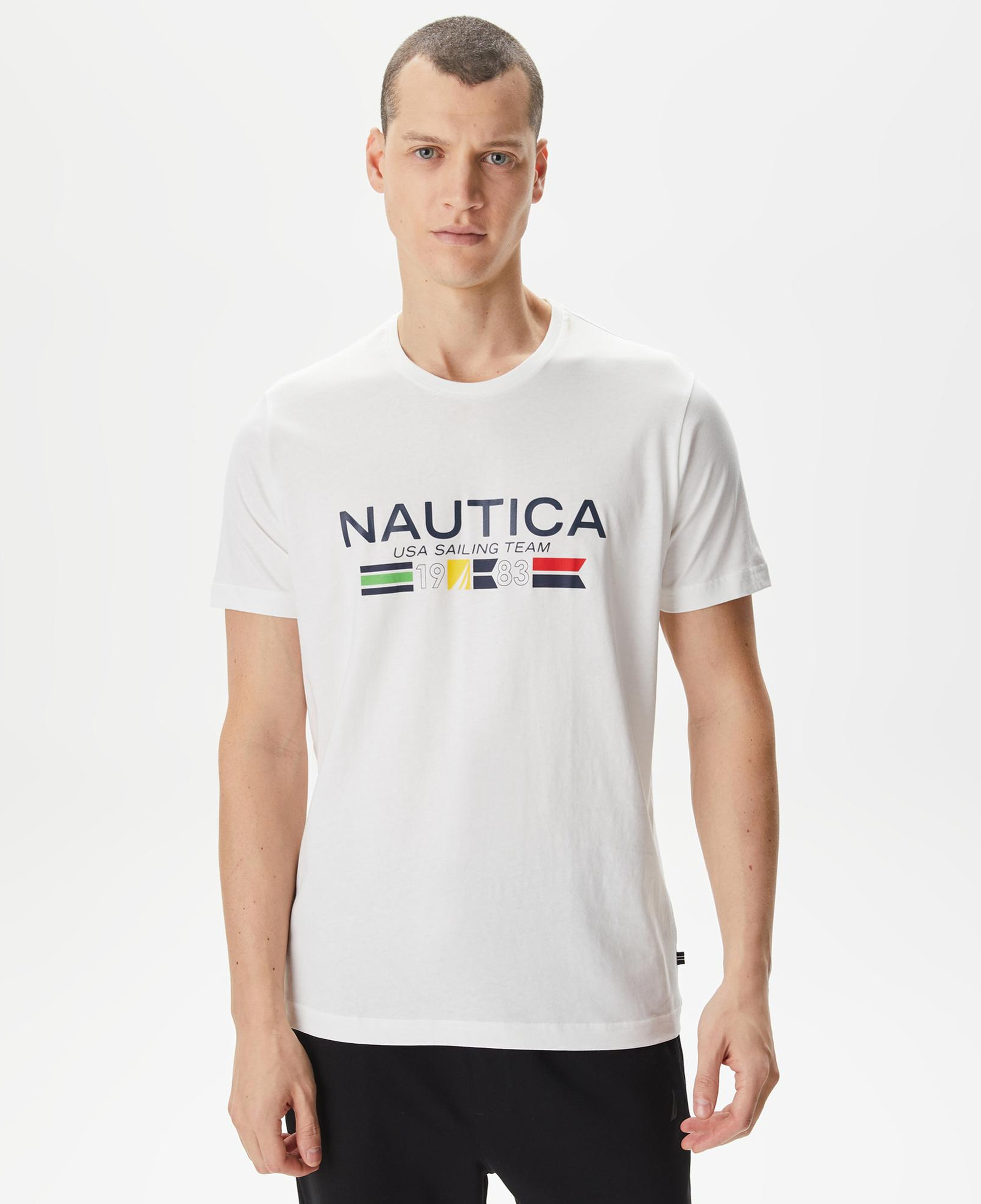 Nautica Erkek Beyaz Standart Fit T-Shirt