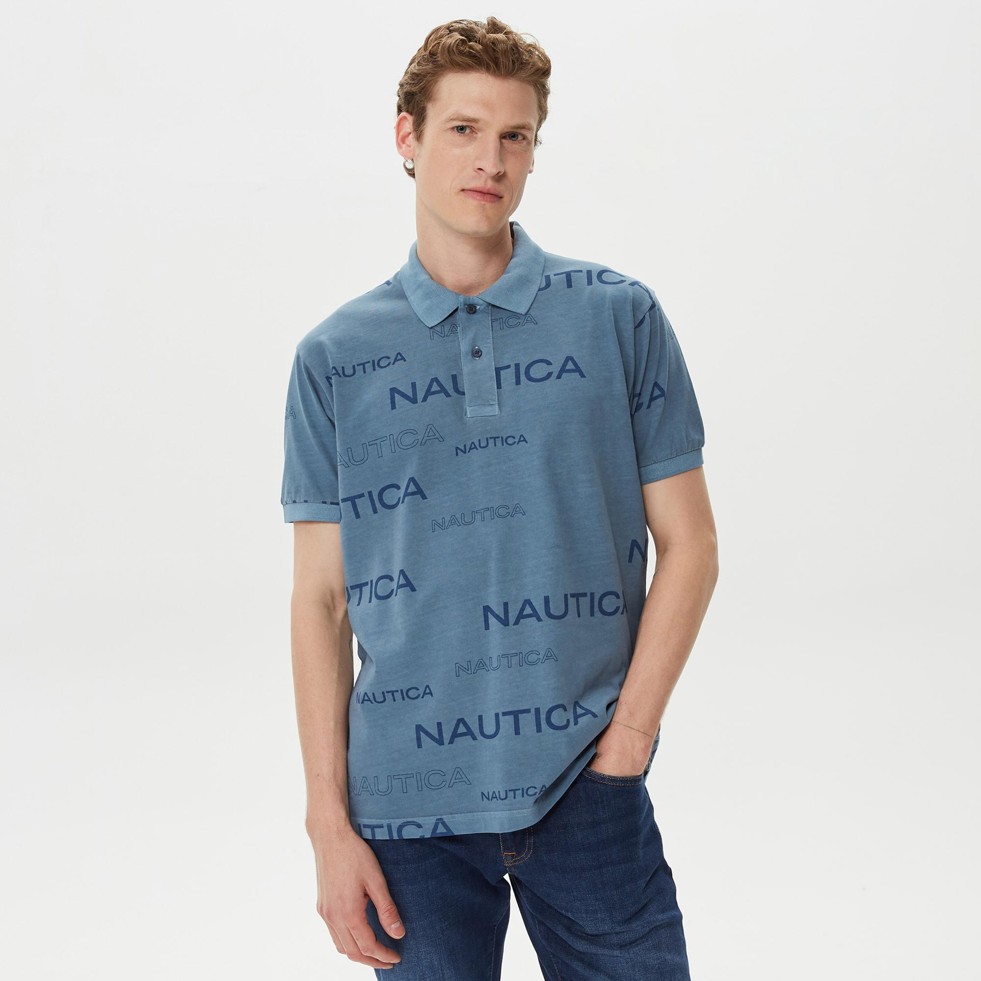 Nautica Erkek Mavi Classic Fit Kısa Kollu Polo Yaka T-Shirt