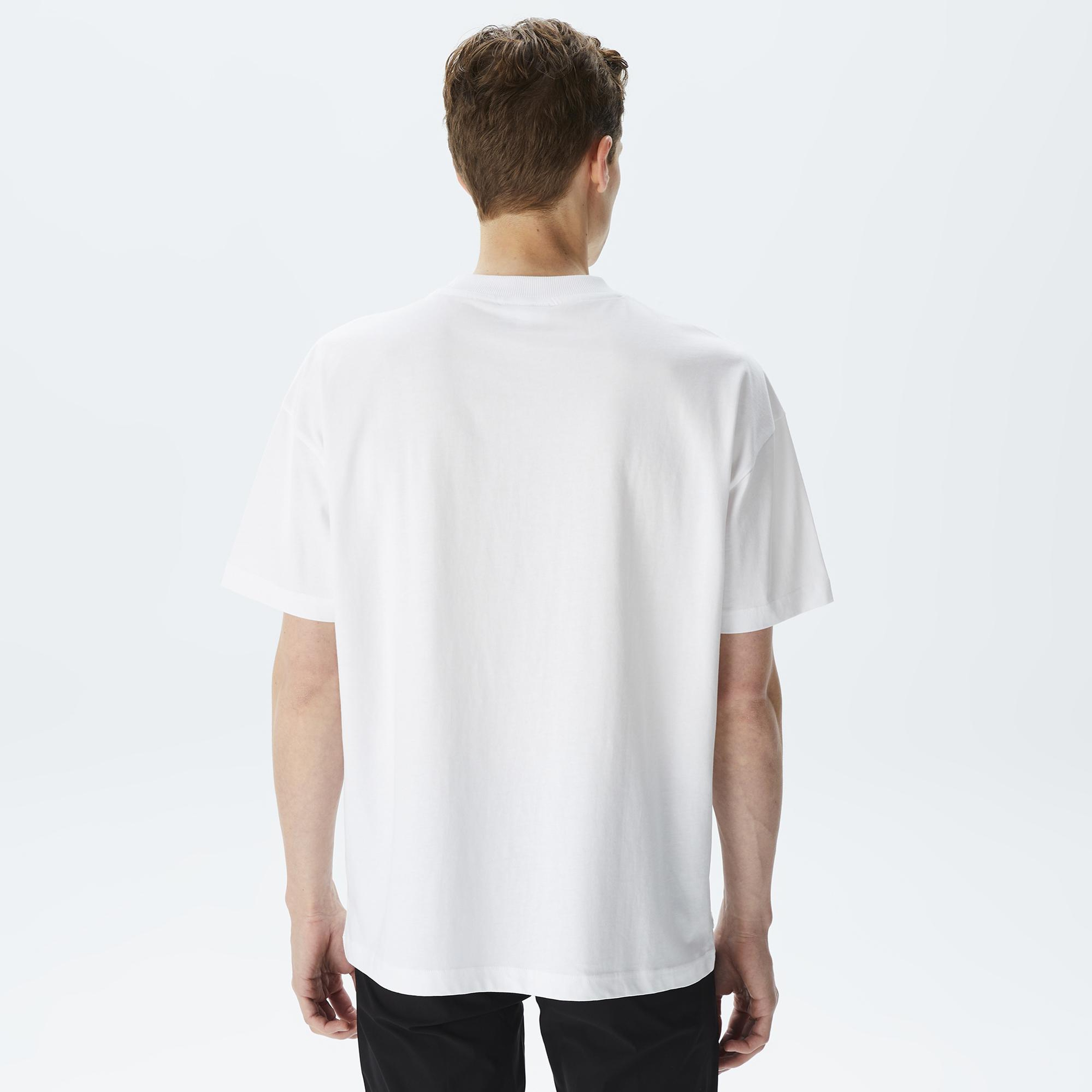 Lacoste Erkek Relaxed Fit Bisiklet Yaka Baskılı Beyaz T-Shirt