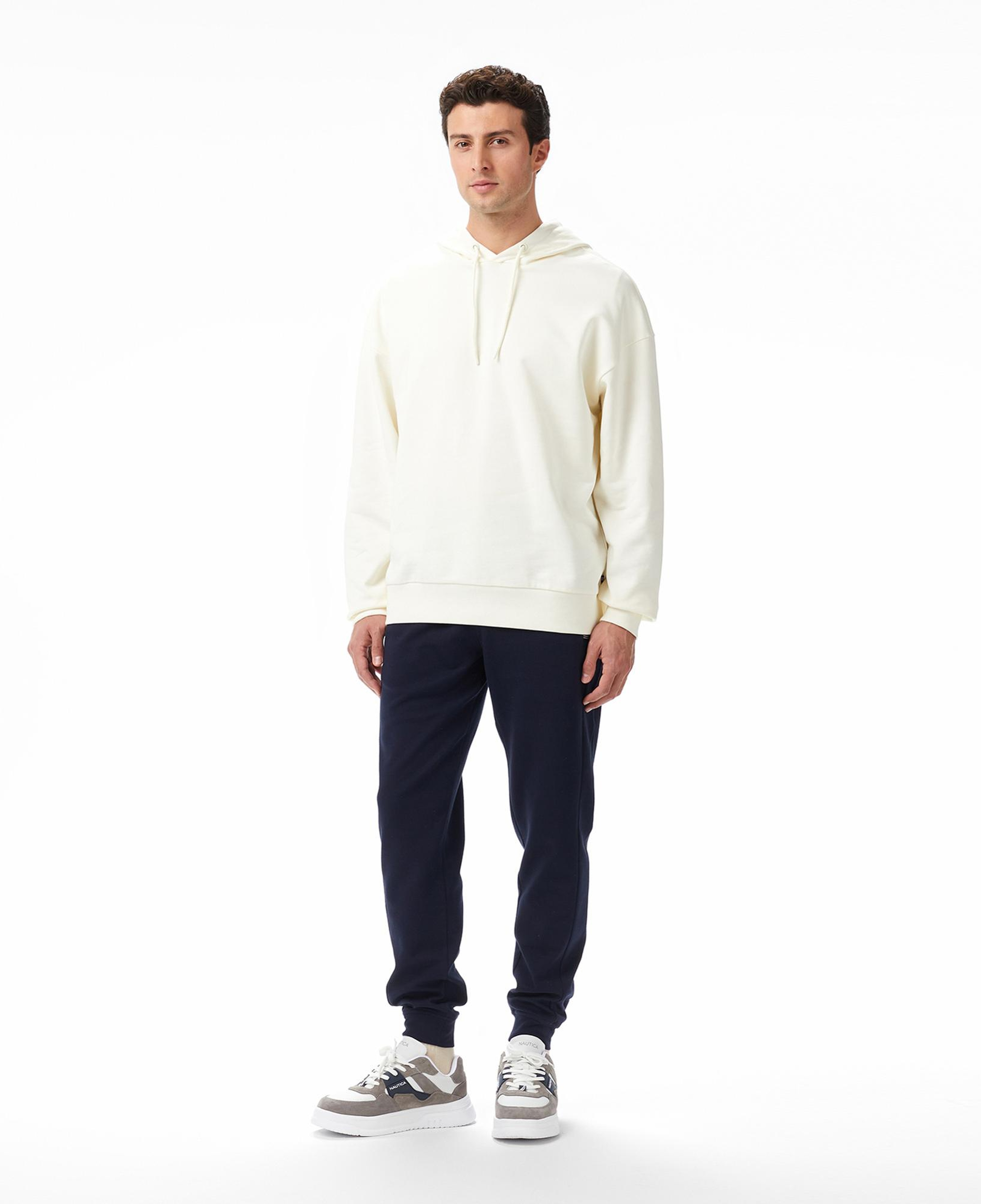Nautica Erkek Krem Rengi Oversize Kapüşonlu Sweatshirt