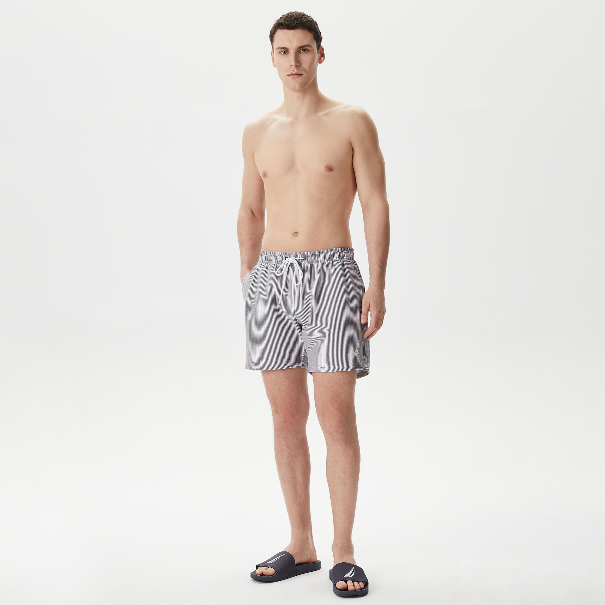 Nautica Erkek Lacivert Regular Fit Çizgili Deniz Şortu