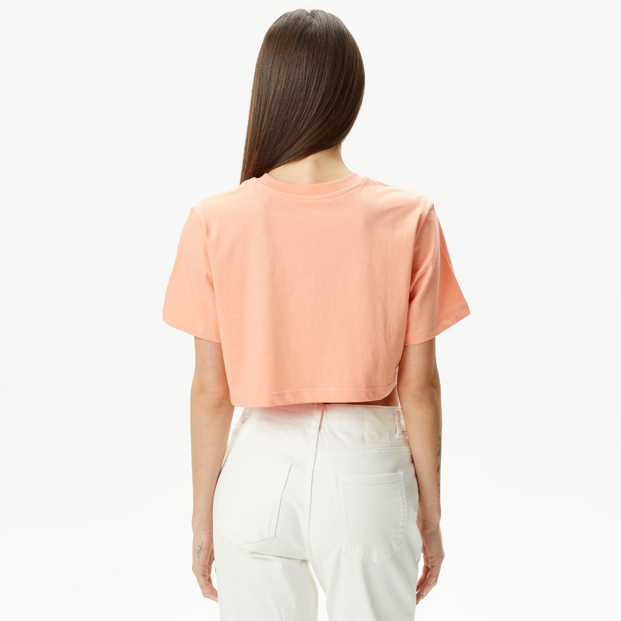 Nautica Kadın Turuncu Relaxed Fit Crop T-Shirt