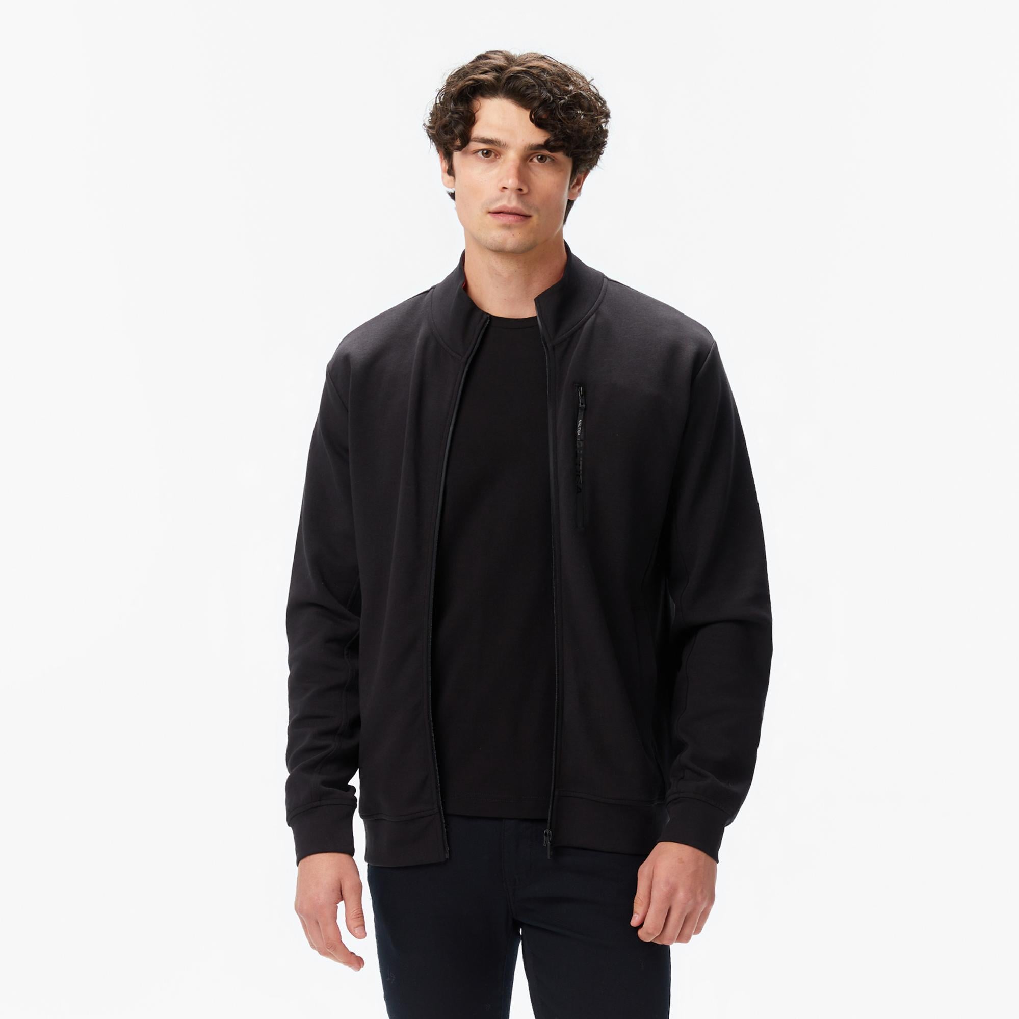Nautica Erkek Siyah Classic Fit Fermuarlı Sweatshirt