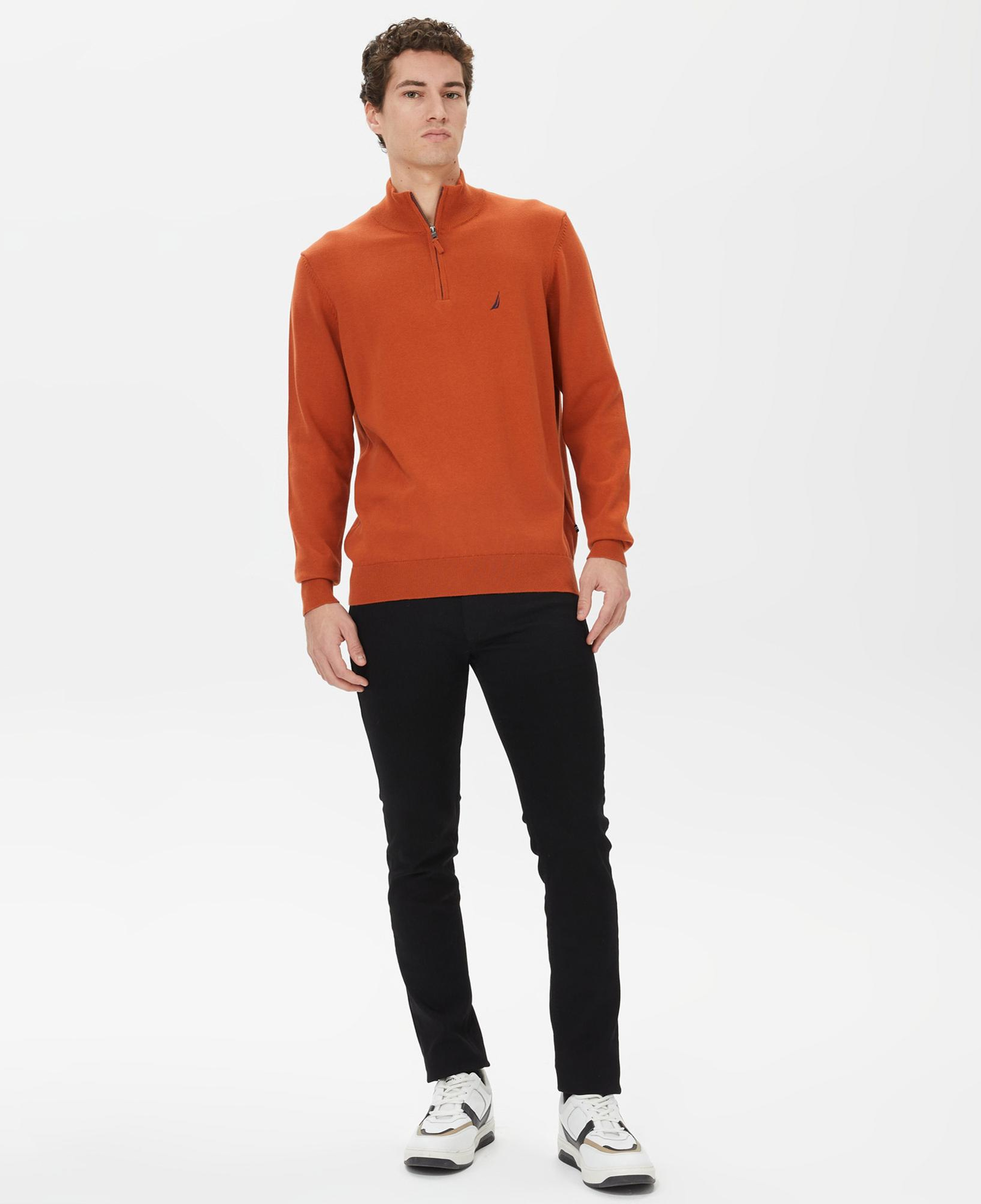 Nautica Erkek Turuncu Standart Fit Dik Yakalı Kazak