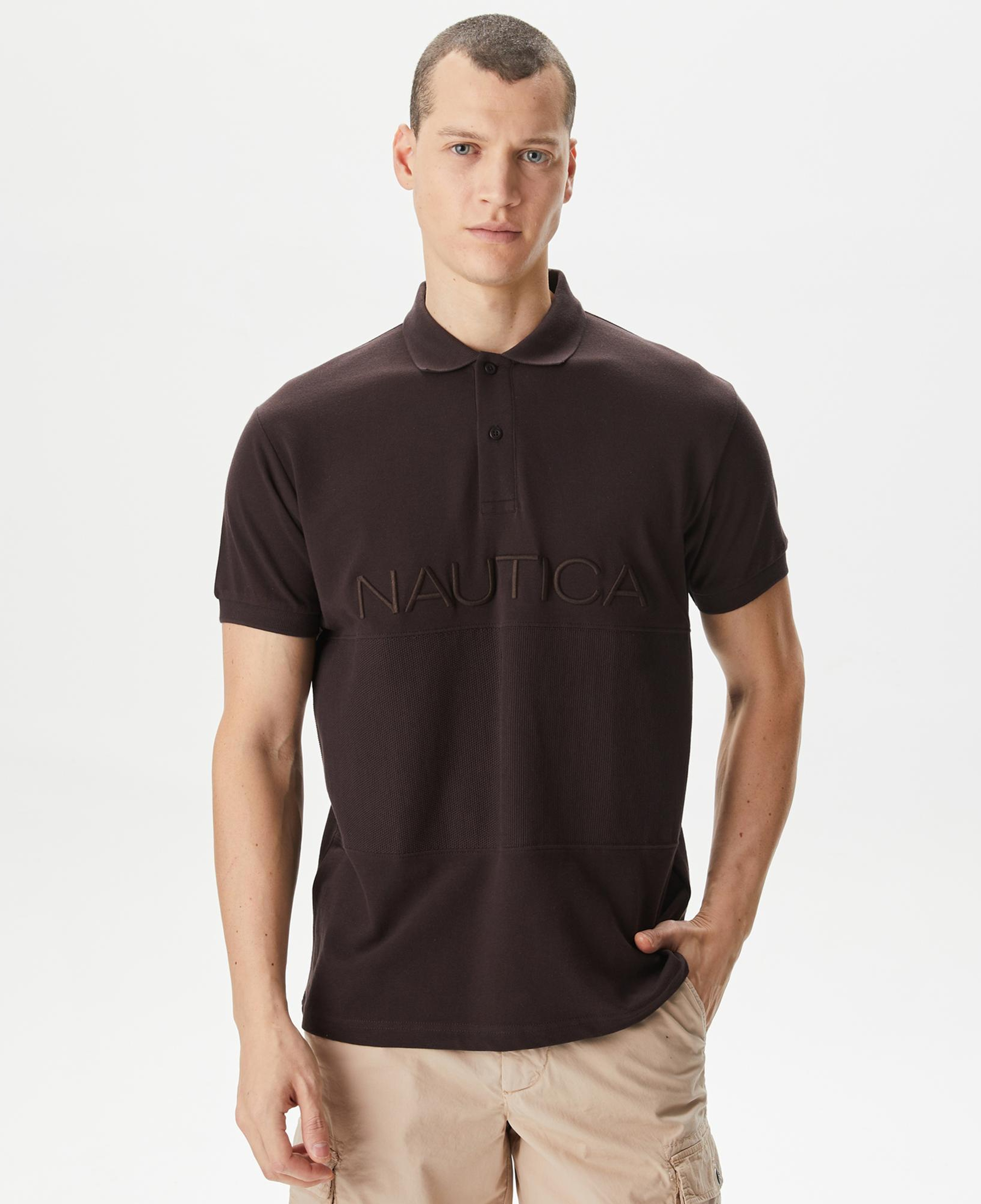 Nautica Erkek Kahverengi Classic Fit Polo Yaka T-Shirt