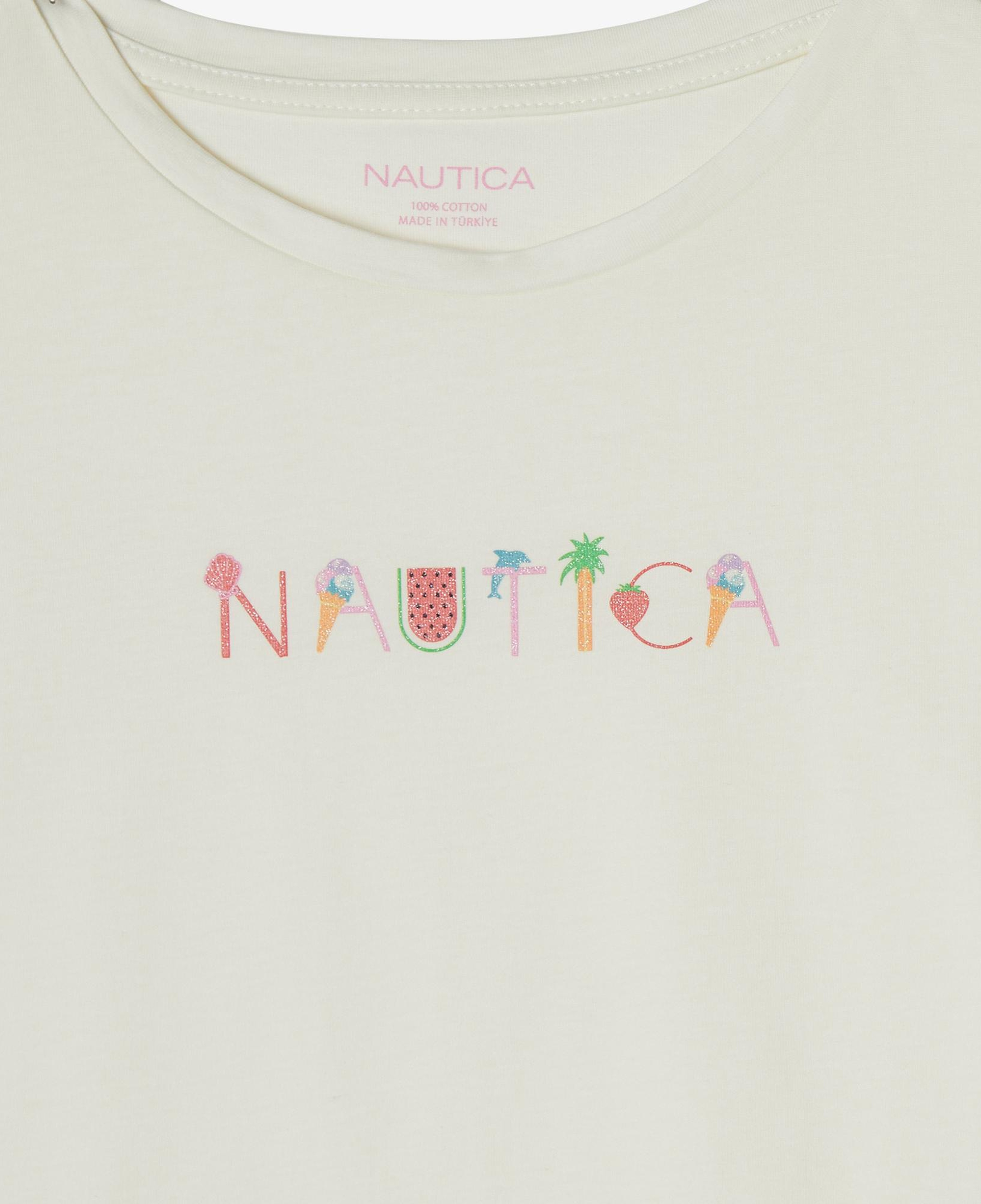 Nautica Kız Çocuk Beyaz Relaxed Fit T-Shirt