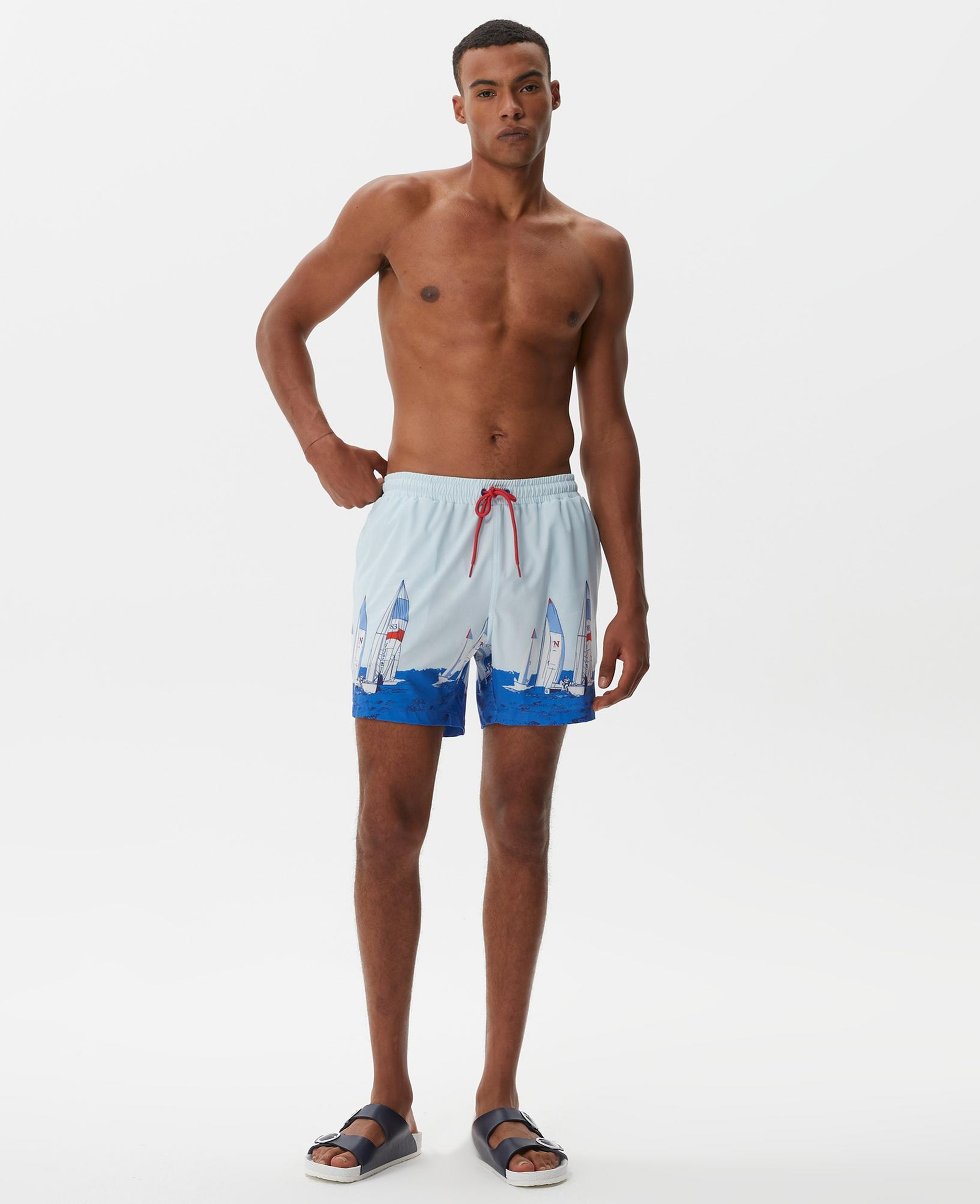 Nautica Erkek Mavi Baskılı Deniz Şortu
