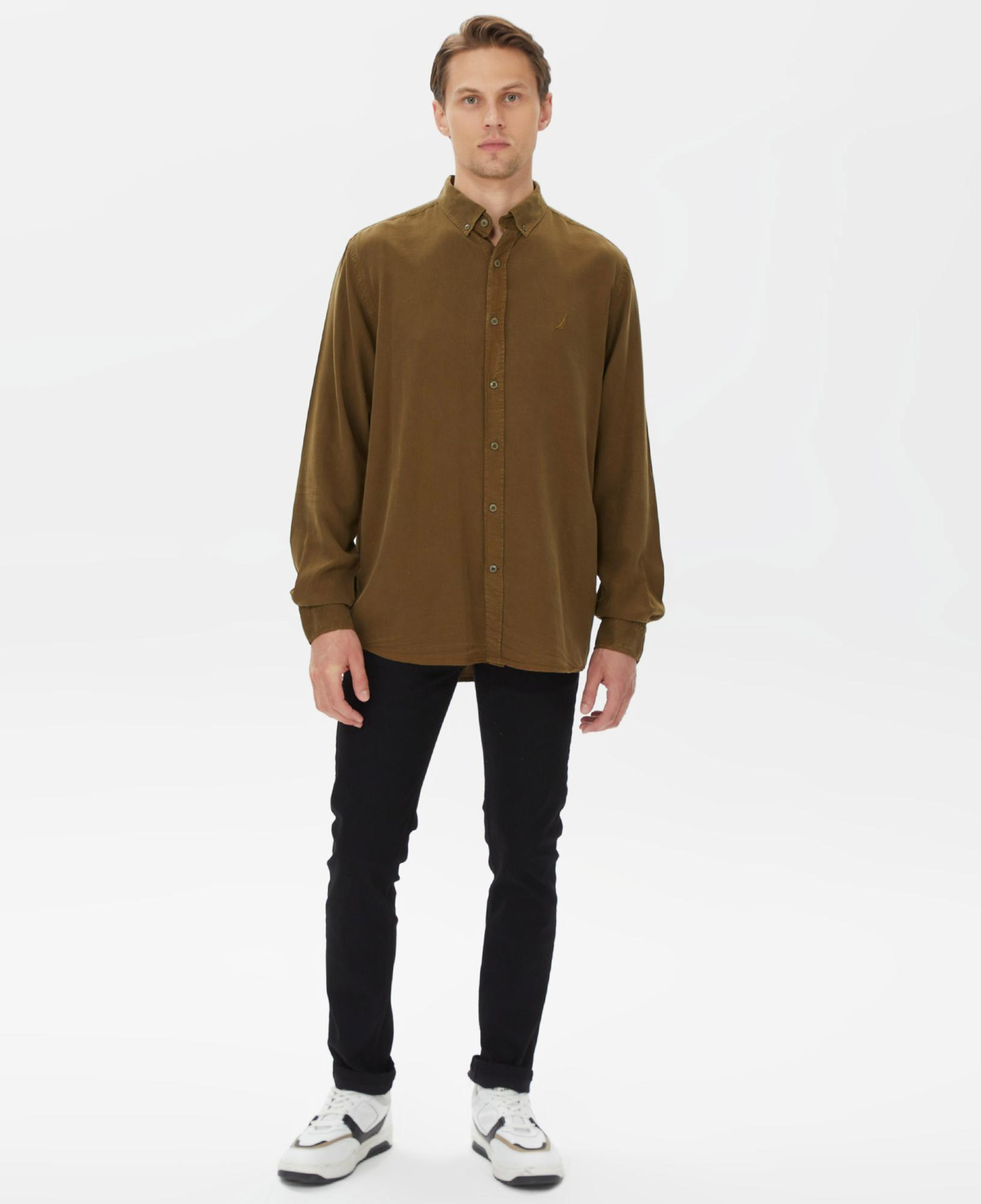 Nautica Erkek Kahverengi Classic Fit Gömlek