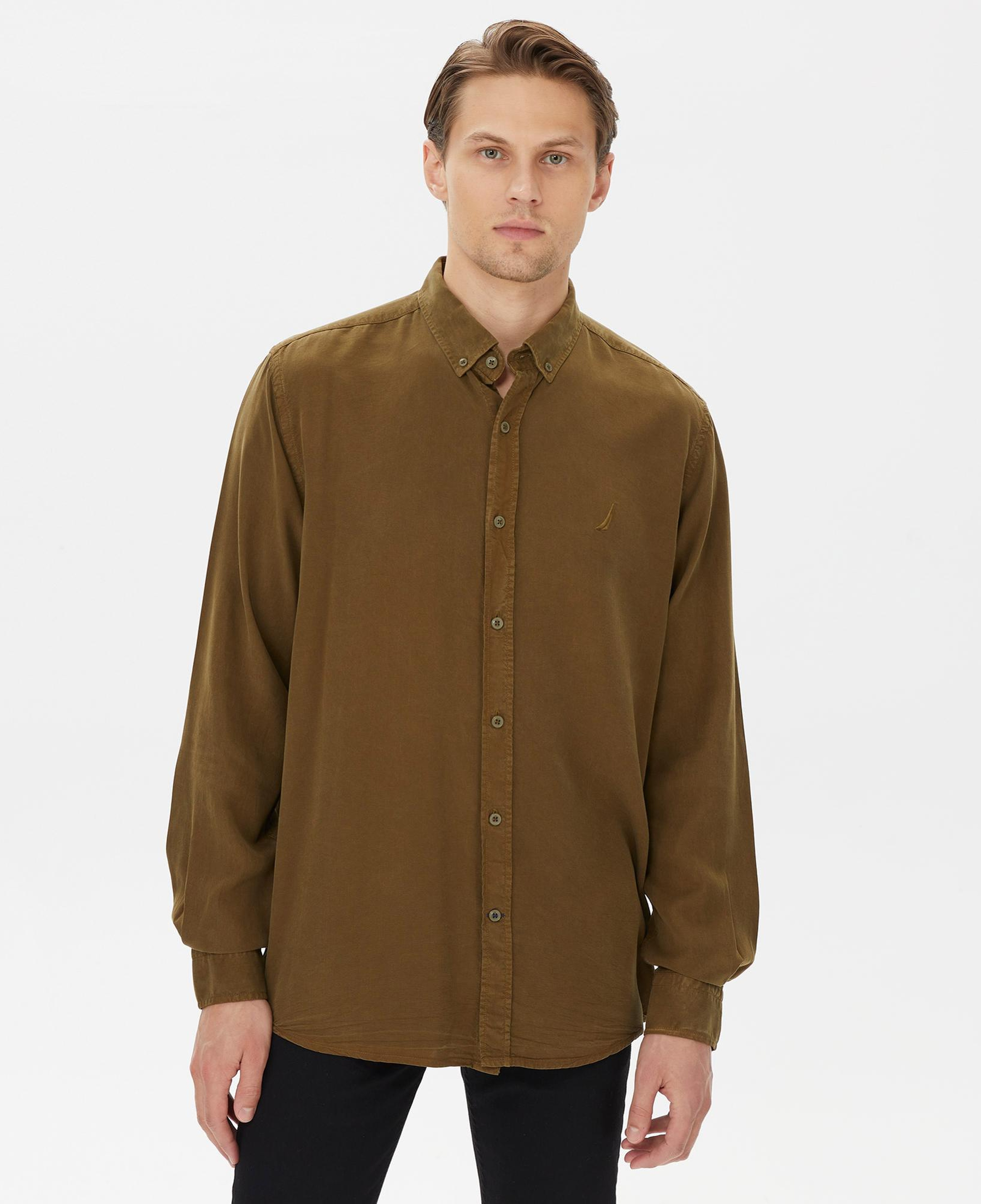Nautica Erkek Kahverengi Classic Fit Gömlek
