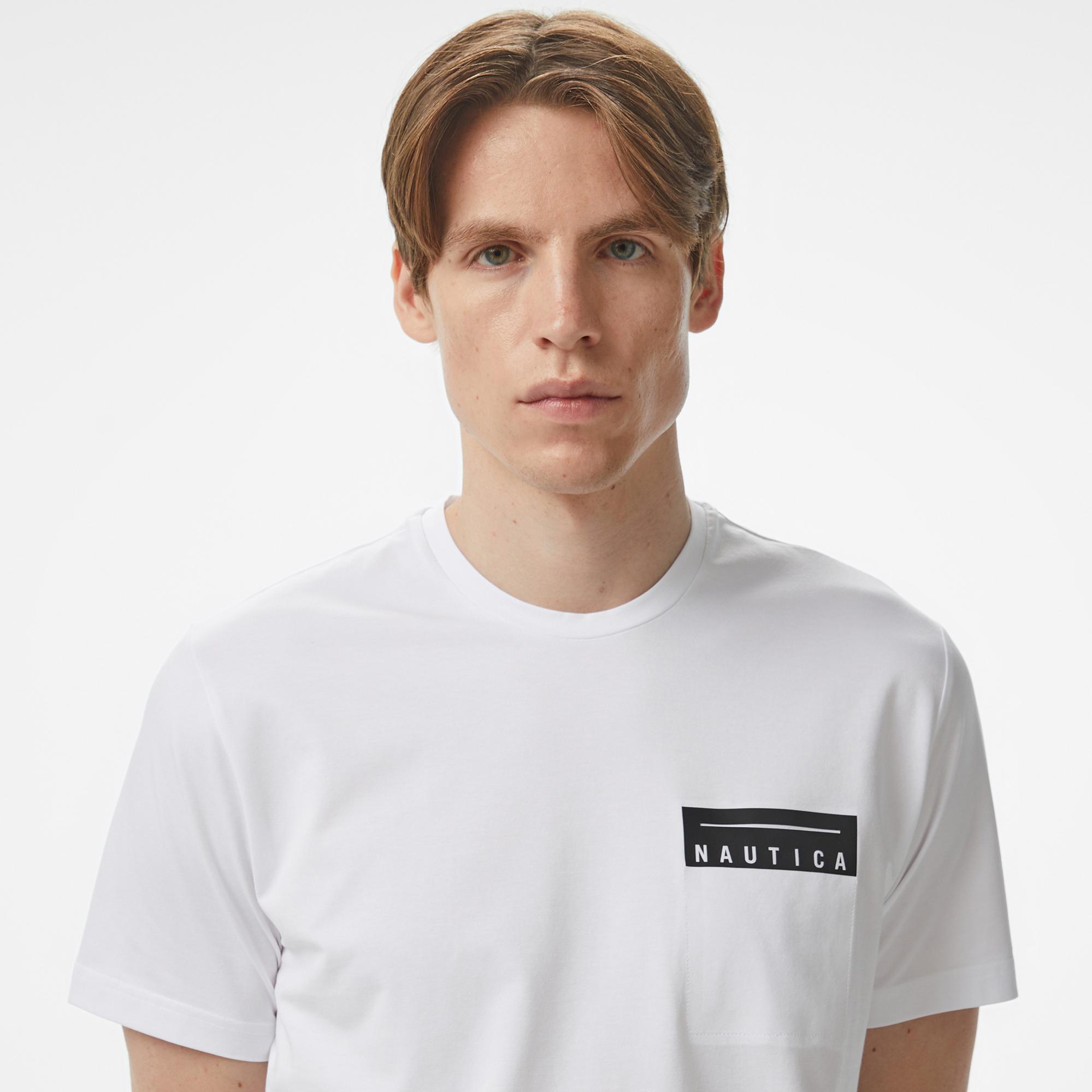 Nautica Erkek Beyaz Regular Fit Baskılı T-Shirt