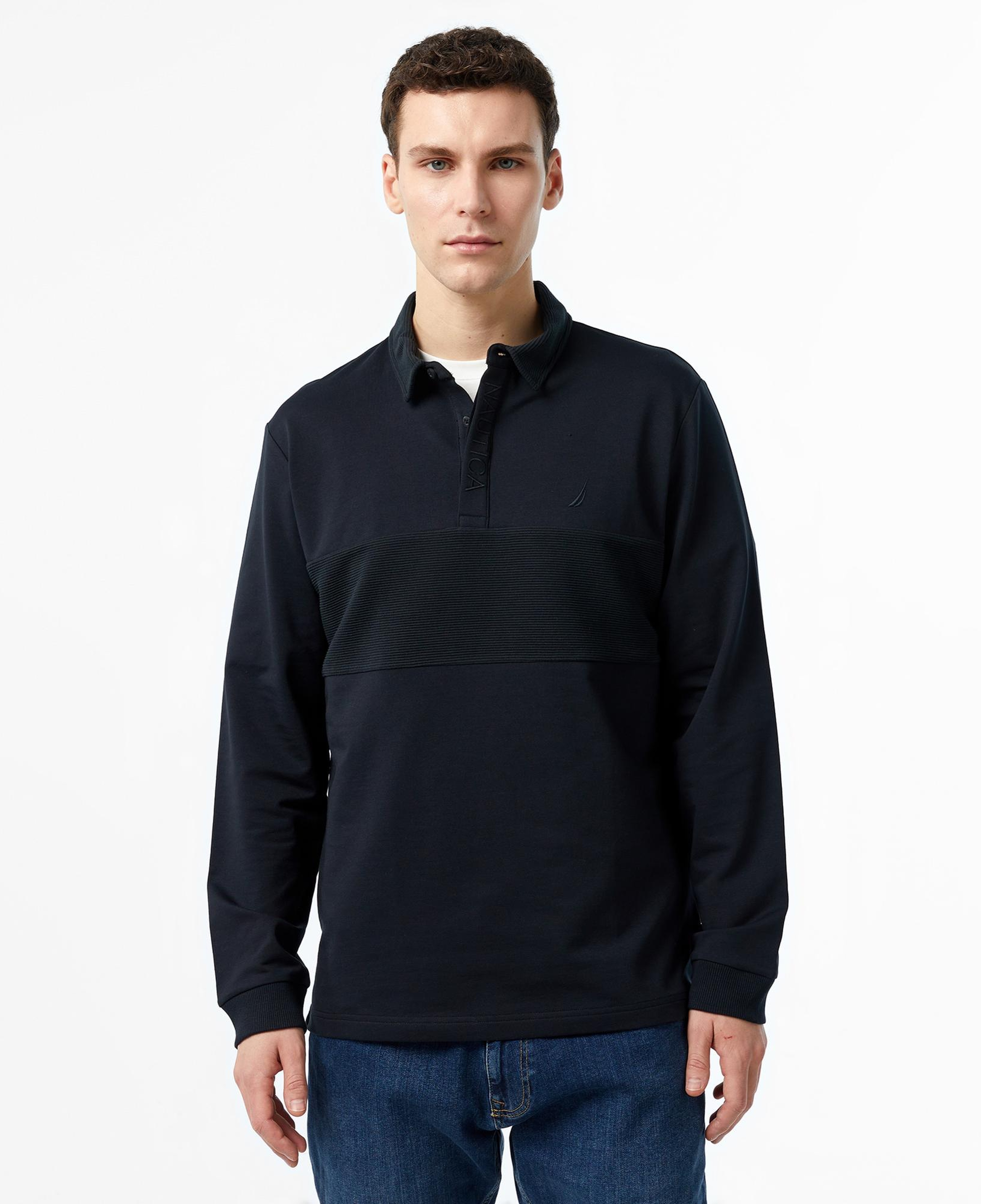 Nautica Erkek Siyah Uzun Kollu Polo Yaka T-Shirt