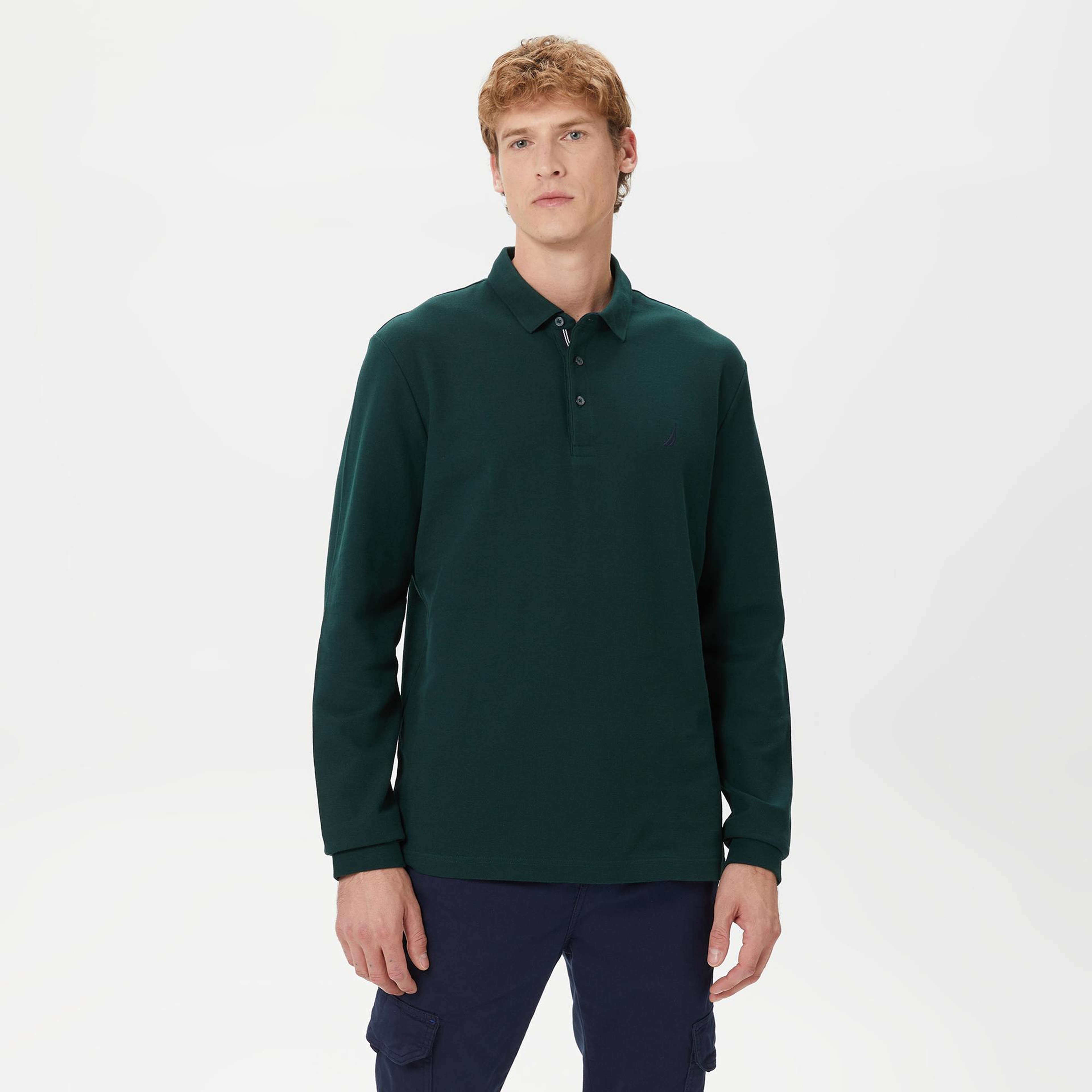 Nautica Erkek Yeşil Classic Fit Uzun Kollu Polo Yaka T-Shirt