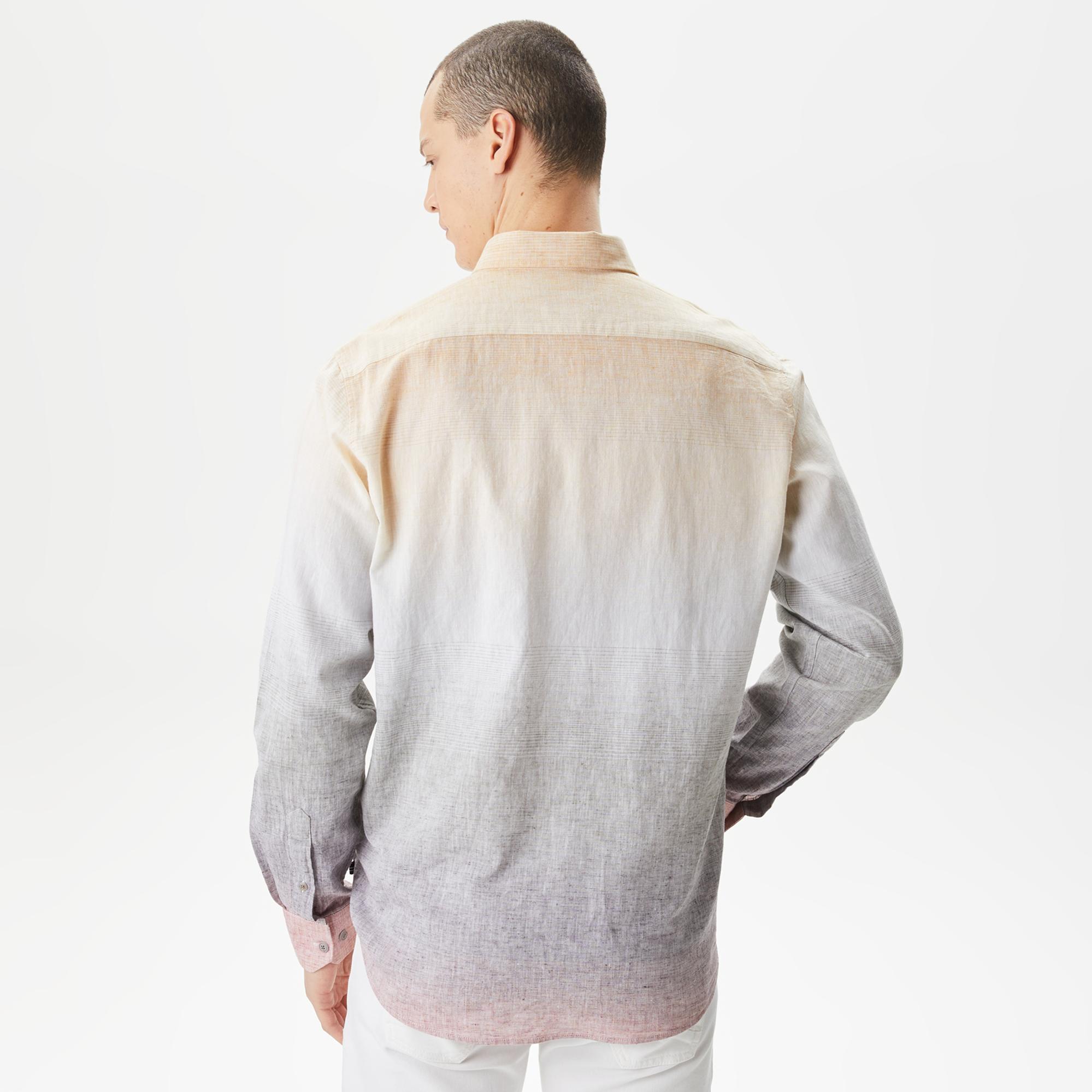 Nautica Erkek Bej Classic Fit Uzun Kollu Renk Bloklu Gömlek