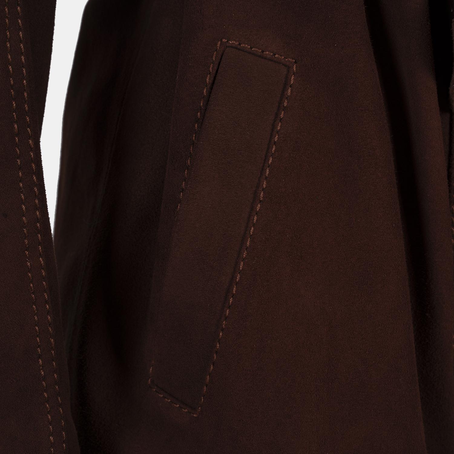 Kadın Bordo Fermuarlı Süet Trençkot