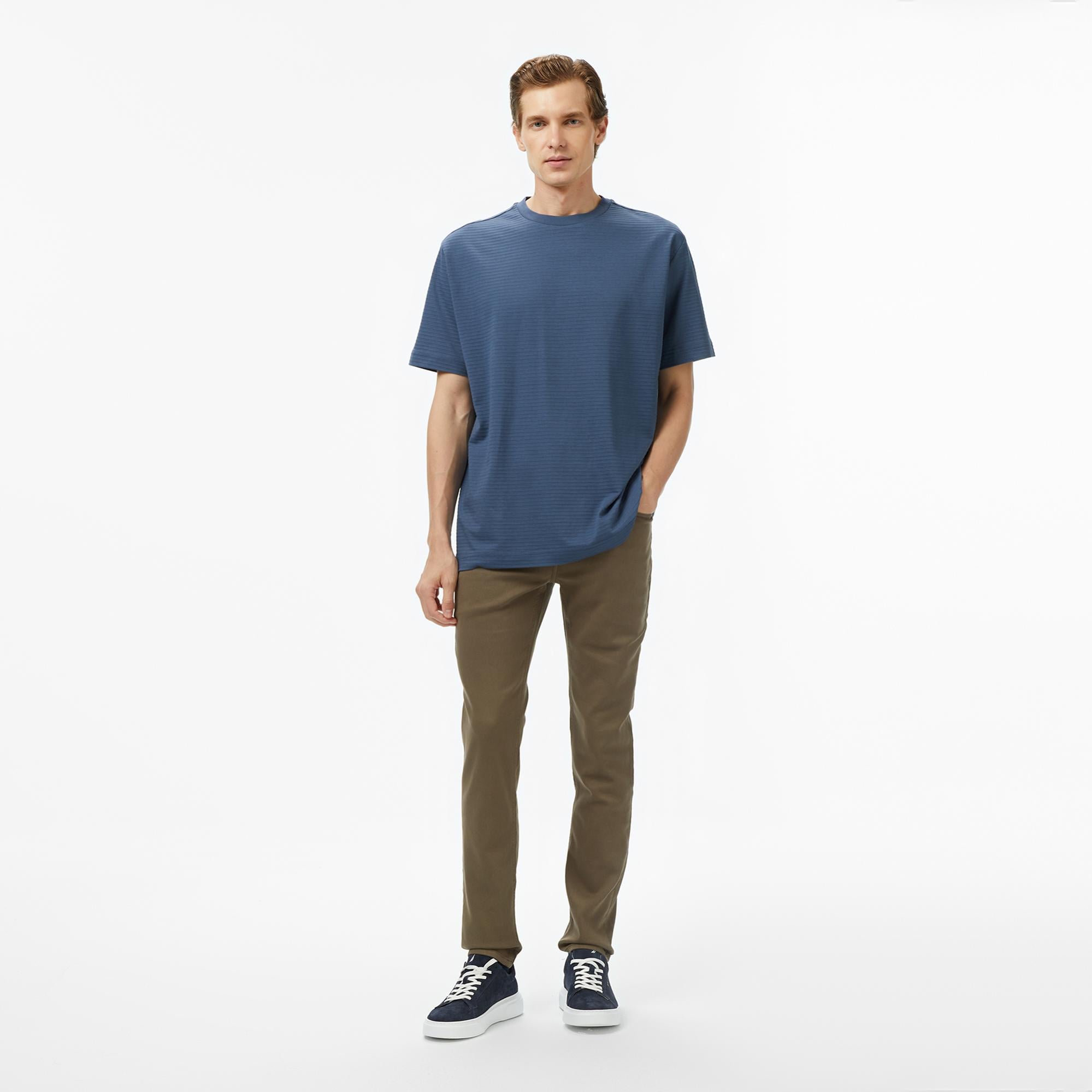 Nautica Erkek Mavi Regular Fit Çizgili T-Shirt