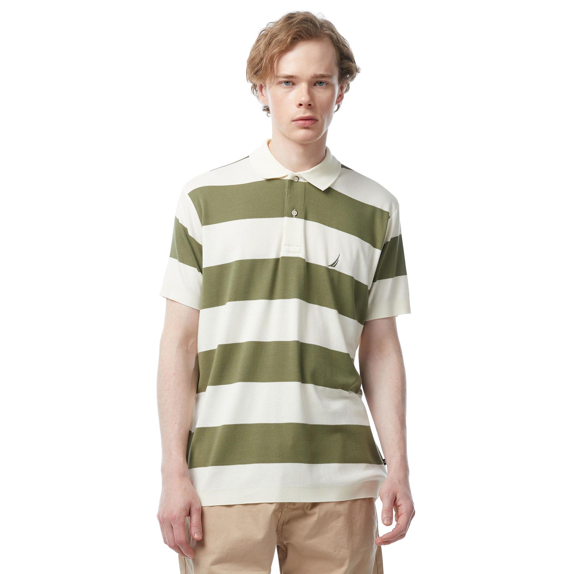 Nautica Erkek Yeşil Classic Fit Kısa Kollu Çizgili Polo Yaka T-Shirt
