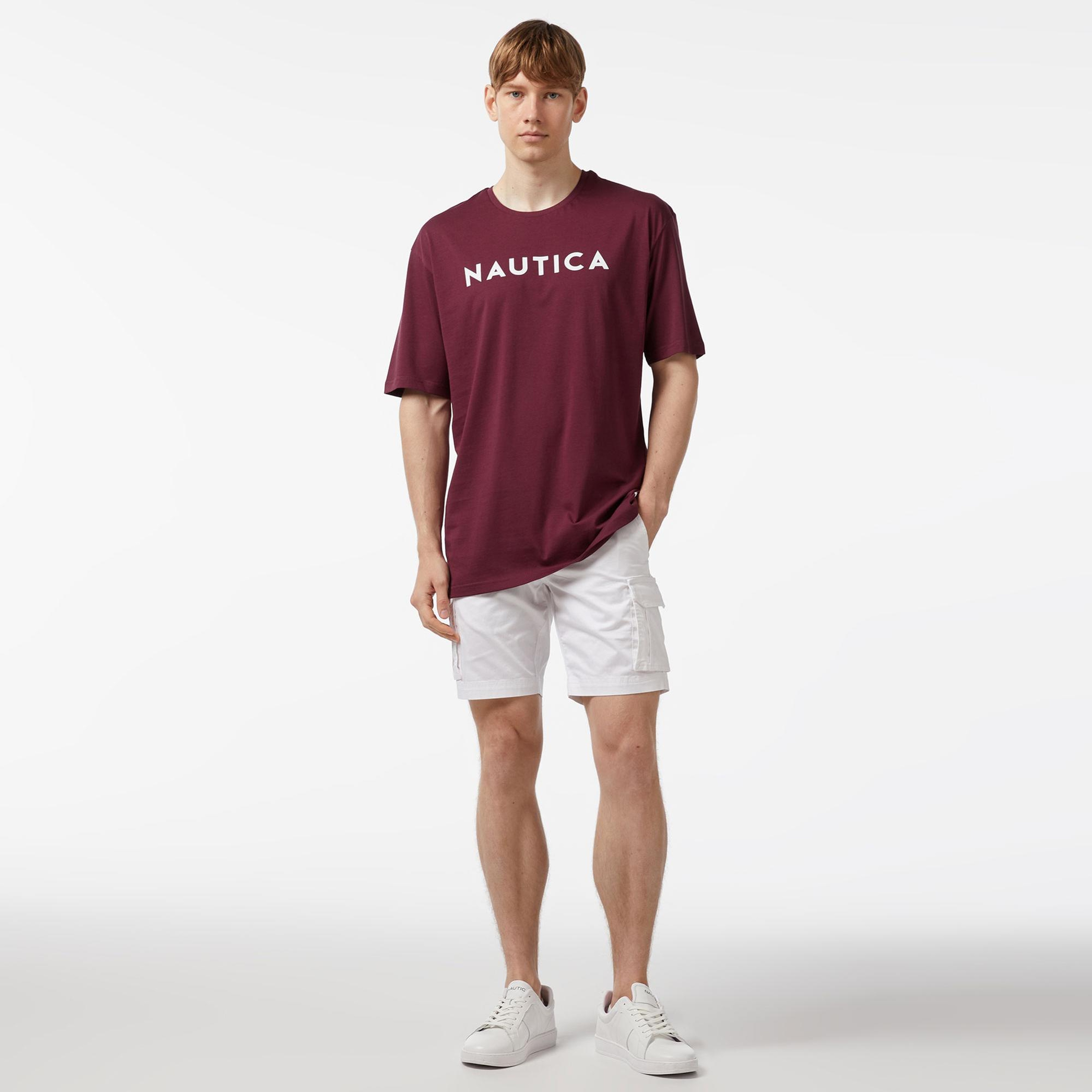 Nautica Erkek Bordo Oversize T-Shirt