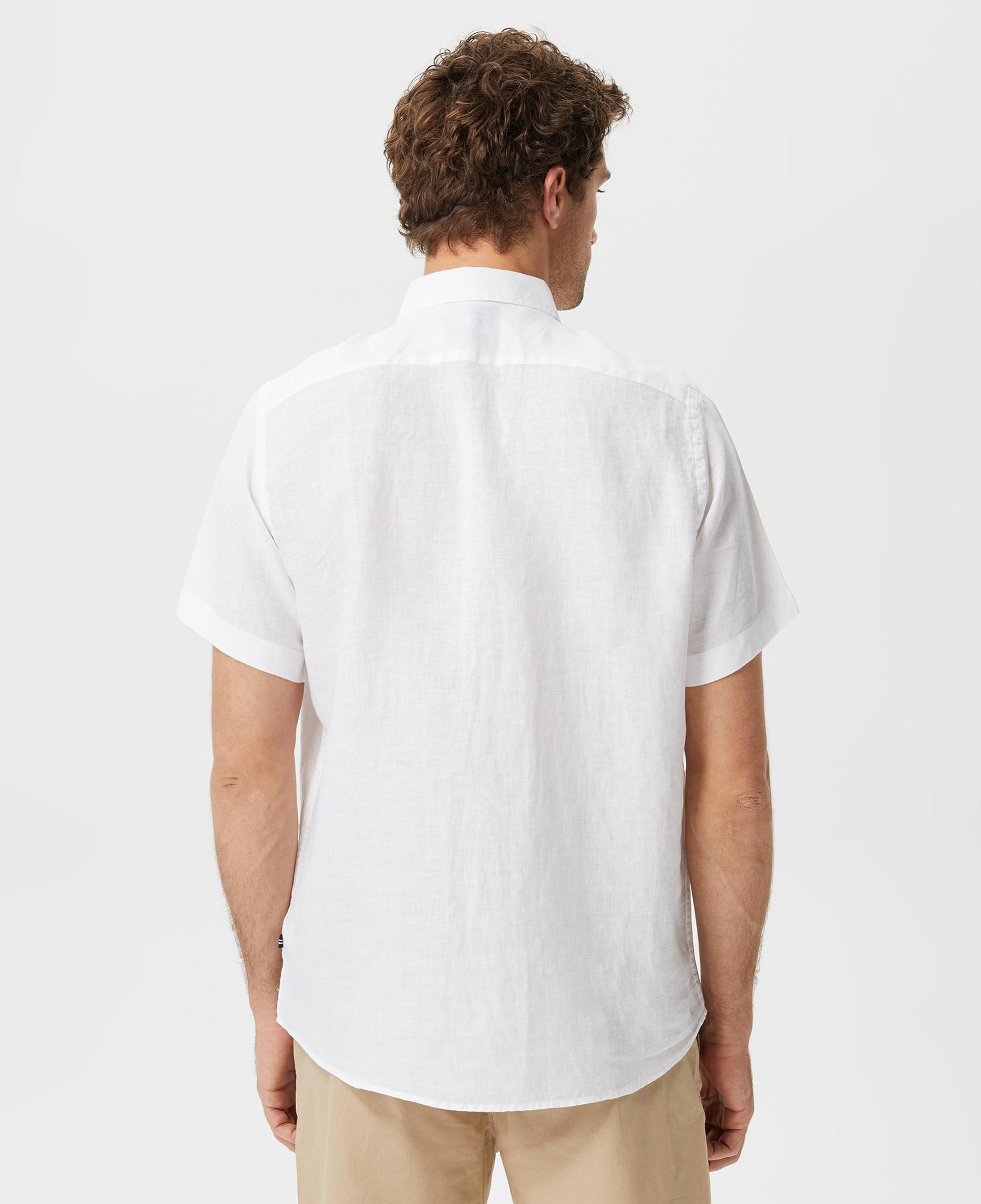 Nautica Erkek Beyaz Classic Fit Kısa Kollu Keten Gömlek