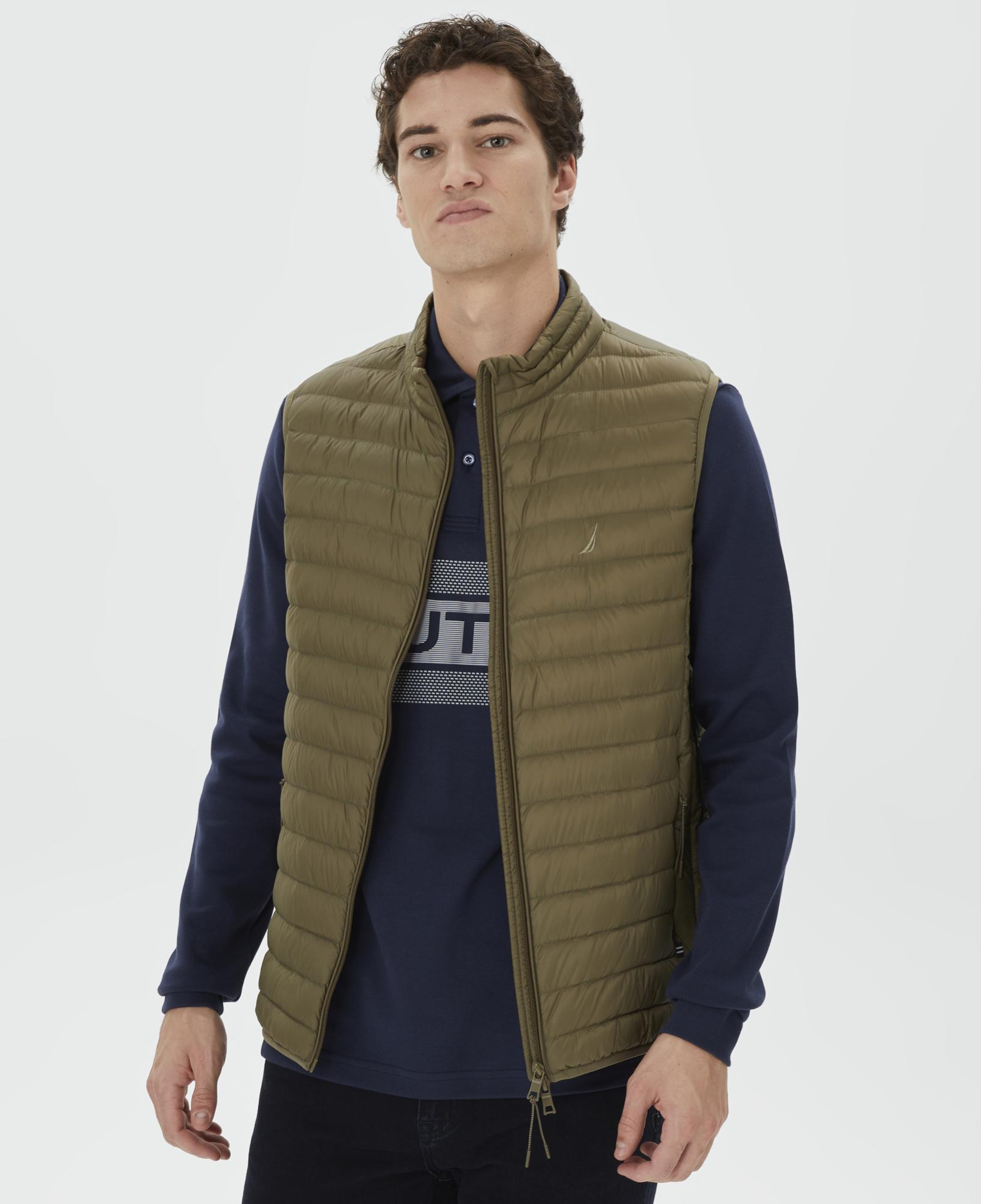 Nautica Erkek Yeşil Standart Fit Yelek