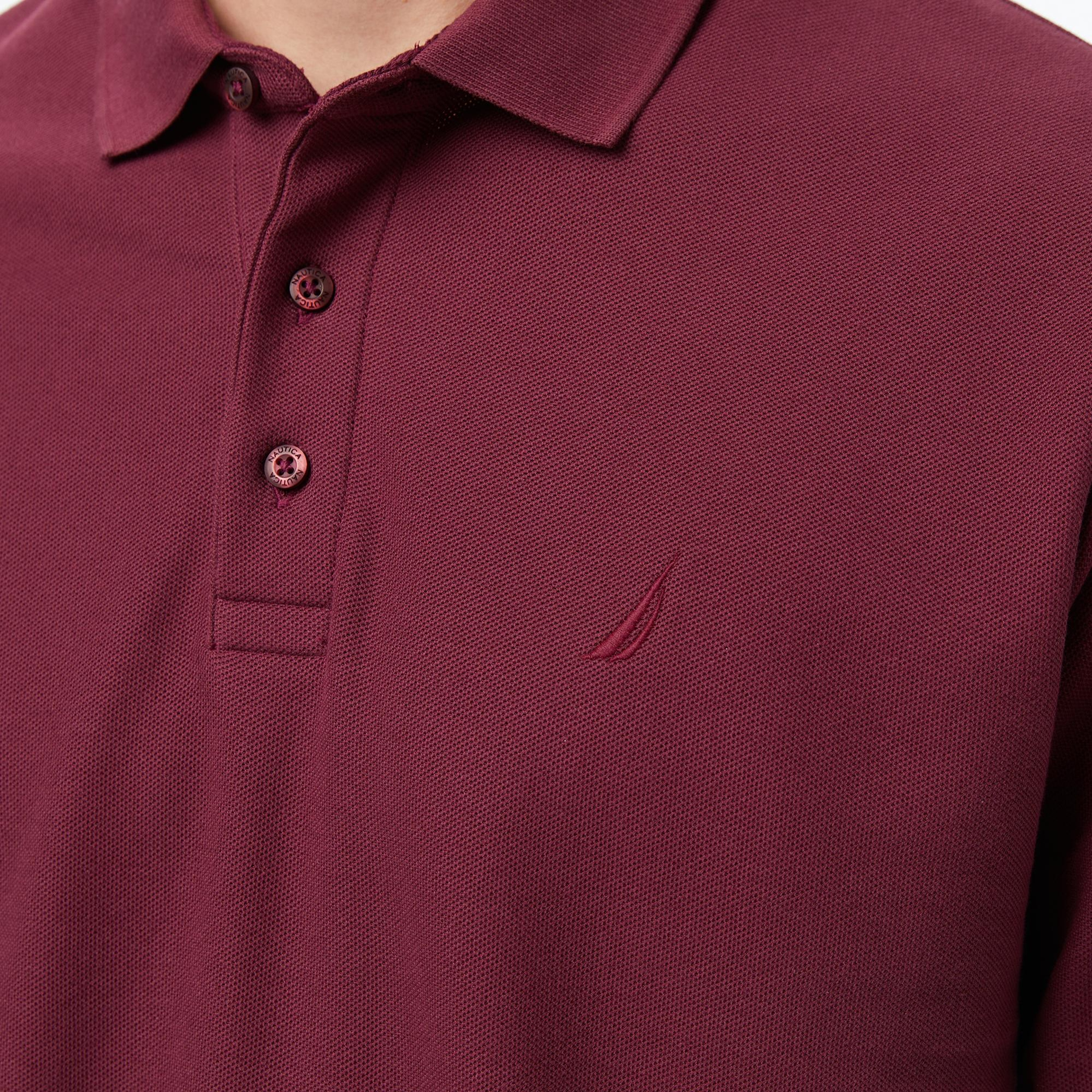 Nautica Erkek Bordo Classic Fit Uzun Kollu Polo Yaka T-Shirt
