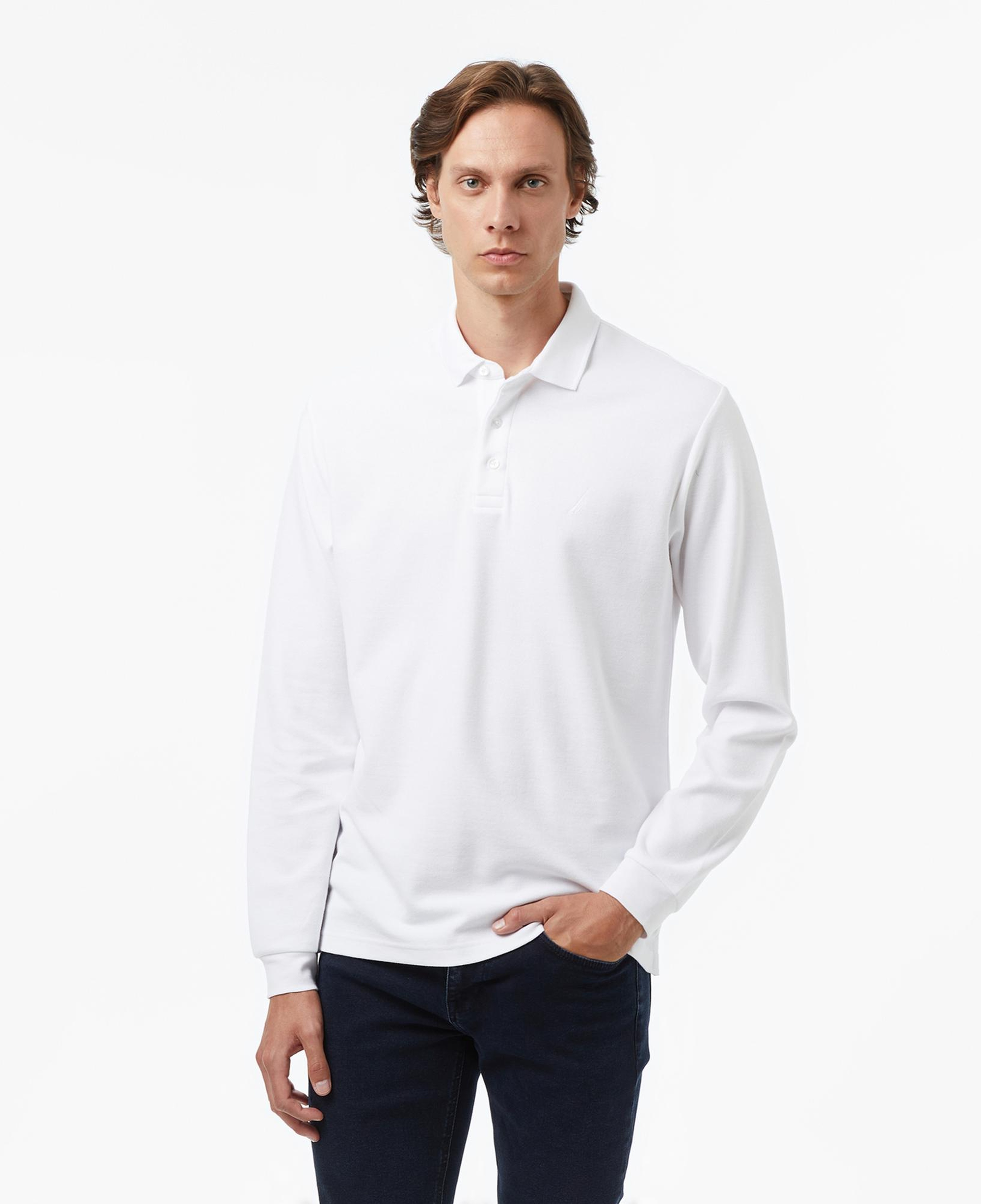 Nautica Erkek Beyaz Classic Fit Uzun Kollu Polo Yaka T-Shirt