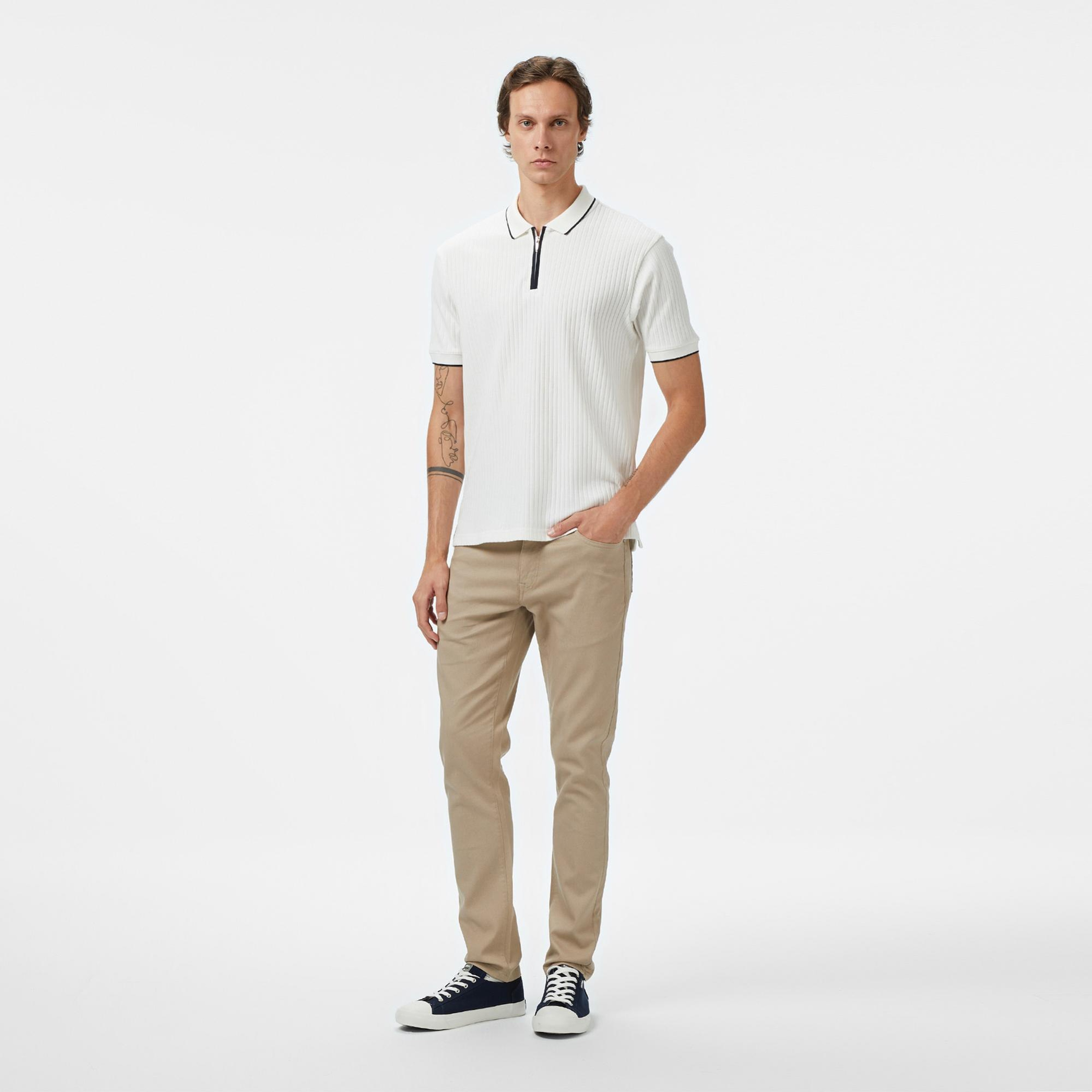 Nautica Erkek Beyaz Classic Fit Polo Yaka T-Shirt