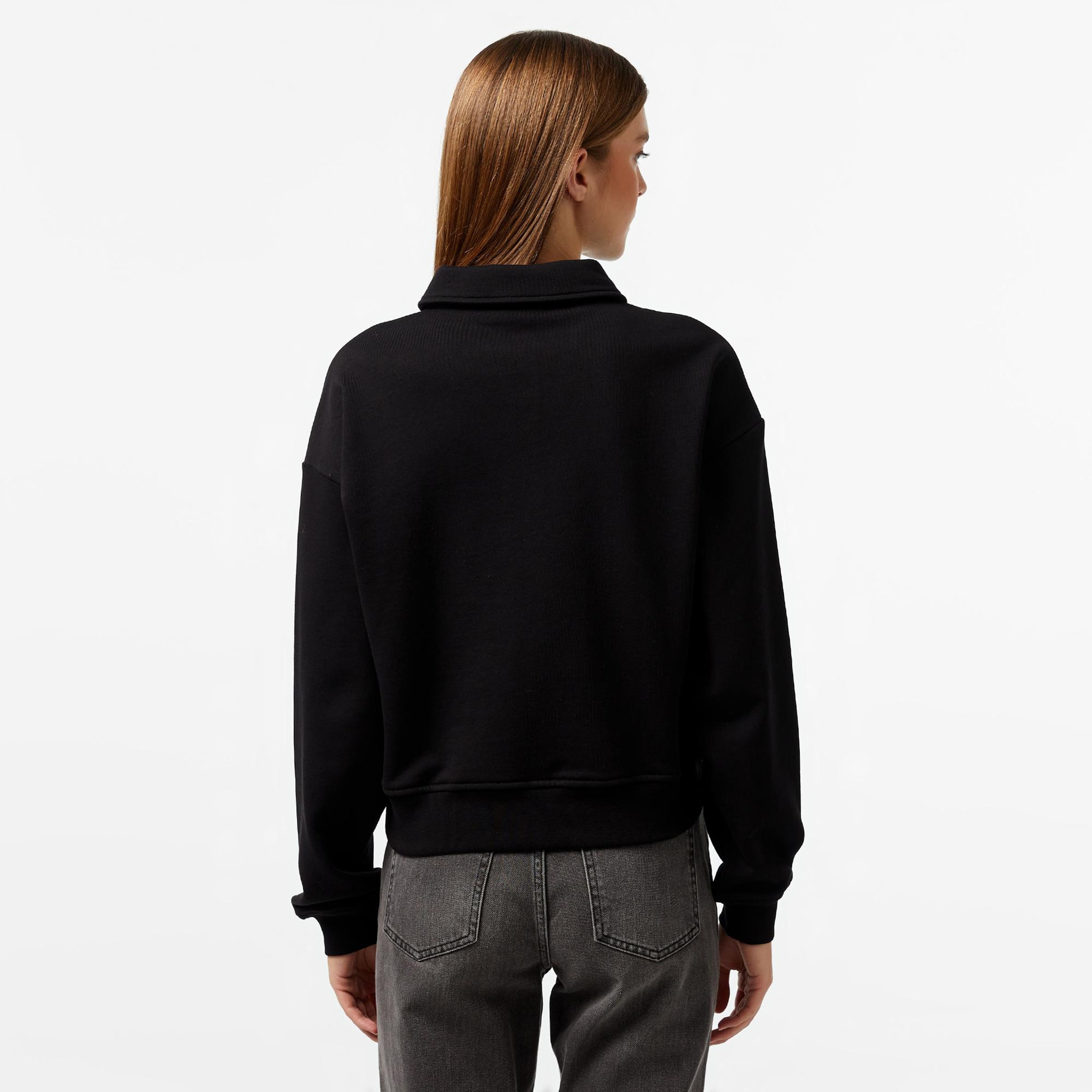 Nautica Kadın Siyah Oversize Uzun Kollu Polo