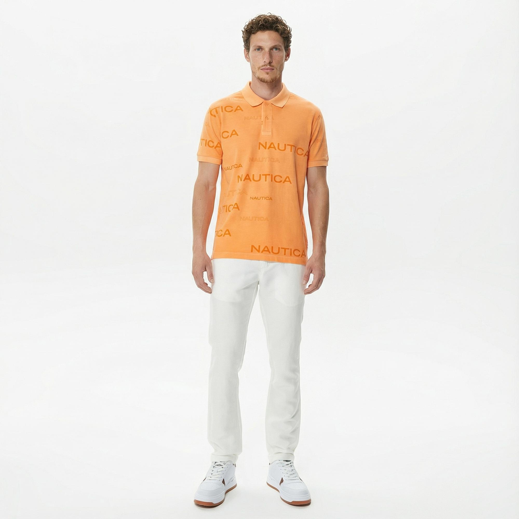 Nautica Erkek Turuncu Classic Fit Kısa Kollu Polo Yaka T-Shirt