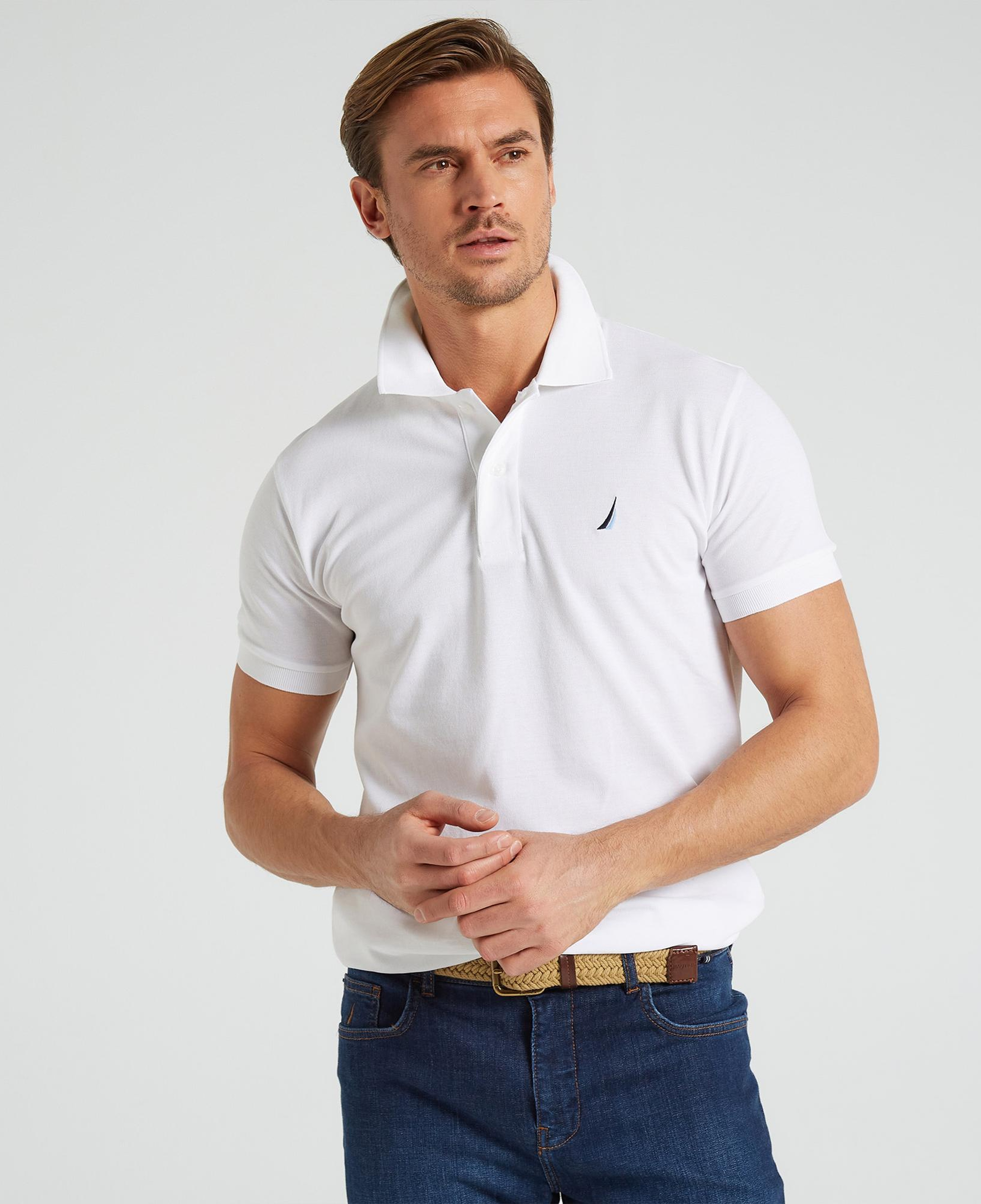Nautica Erkek Beyaz Classic Fit Kısa Kollu Polo Yaka T-Shirt