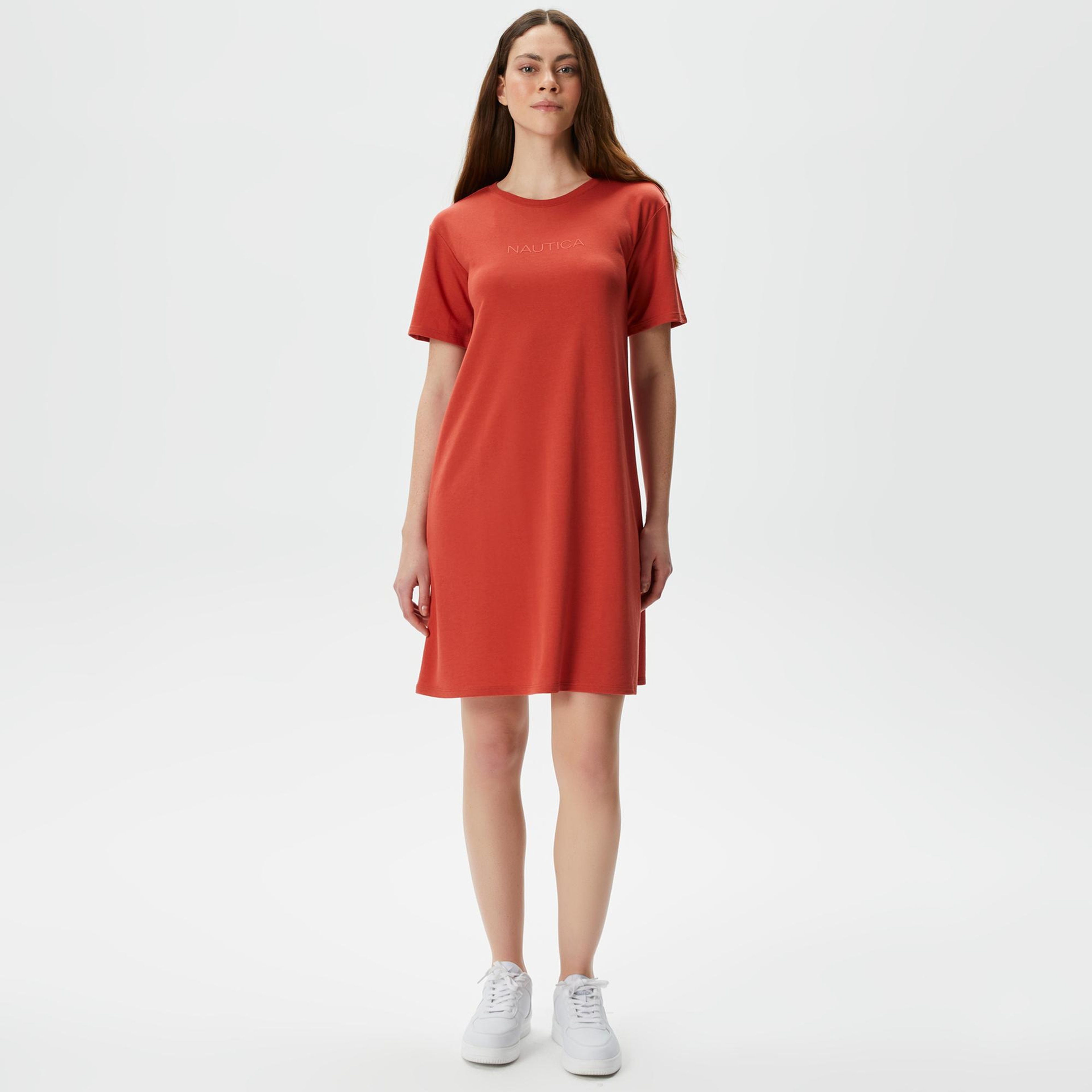 Nautica Kadın Kırmızı Relaxed Fit Kısa Kollu Elbise