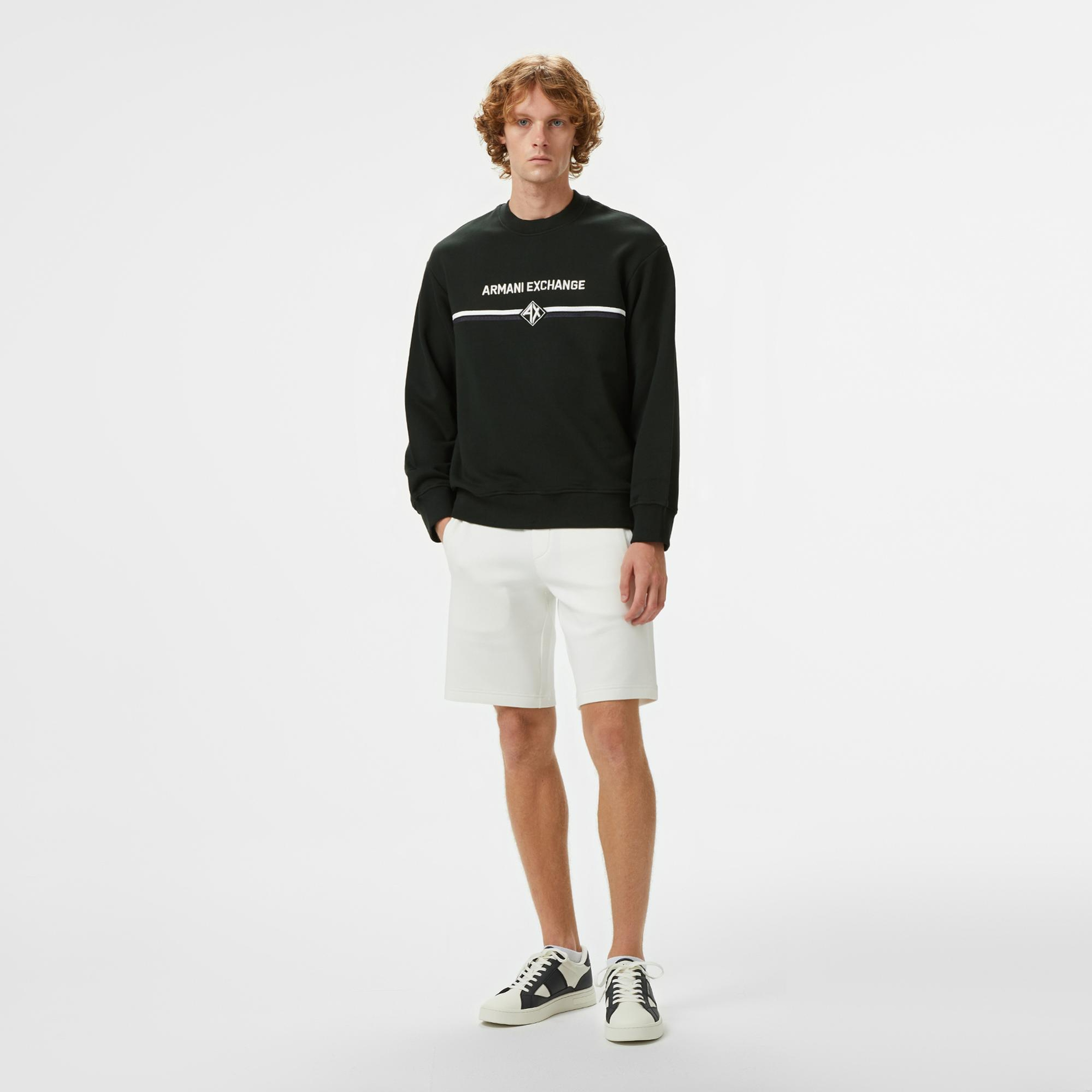Armani Exchange Erkek Siyah Bisiklet Yaka Sweatshirt