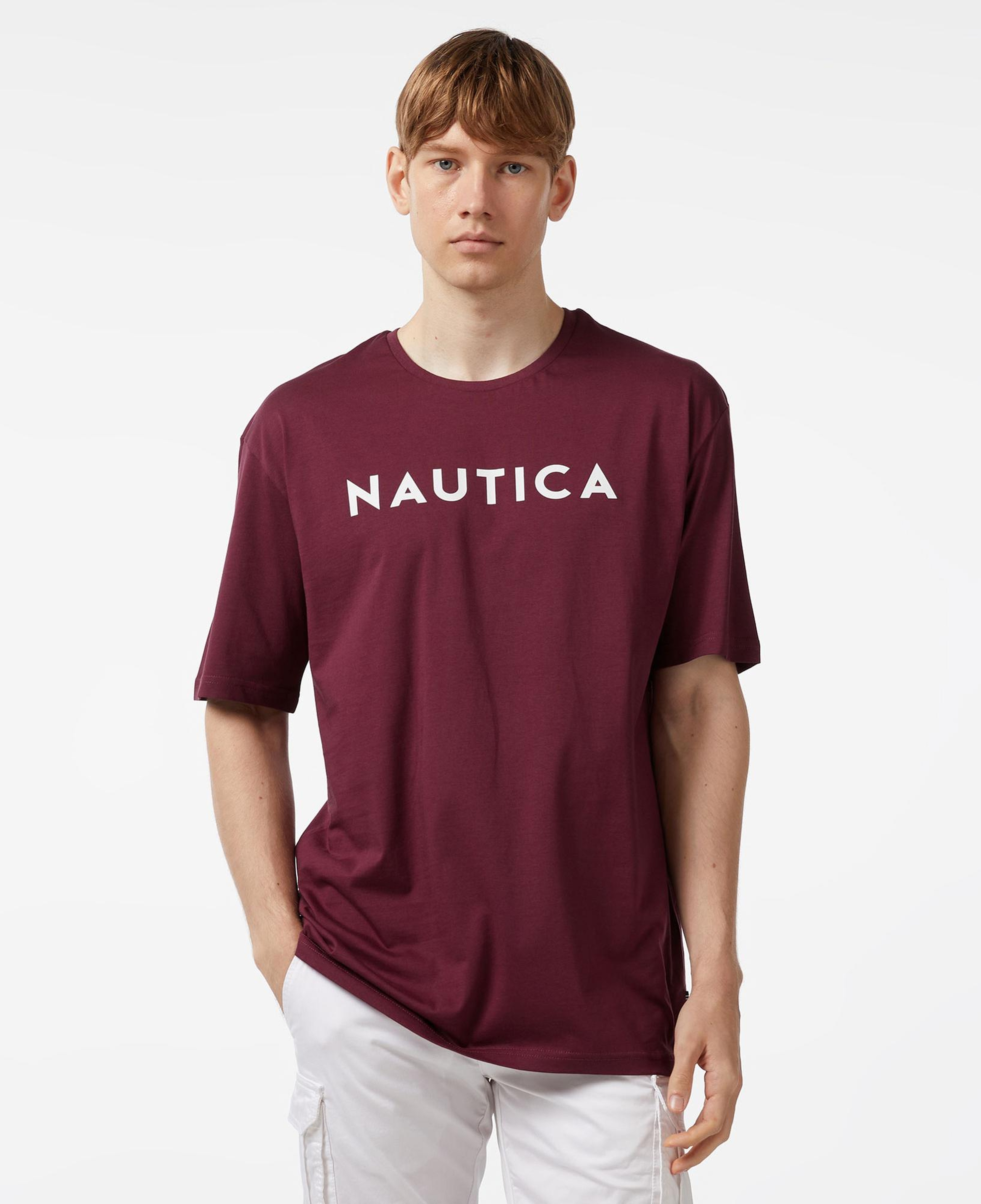 Nautica Erkek Bordo Oversize T-Shirt