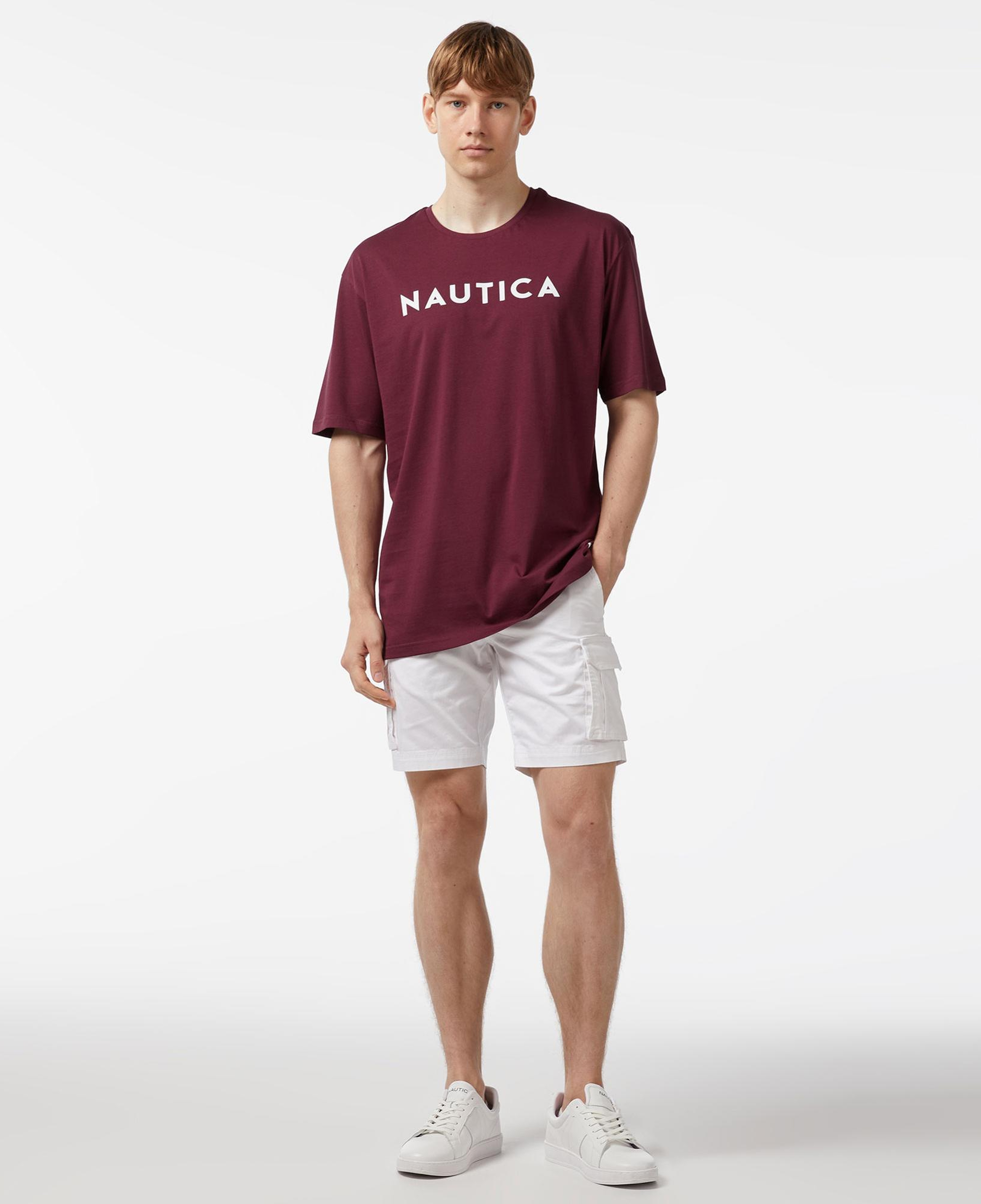 Nautica Erkek Bordo Oversize T-Shirt