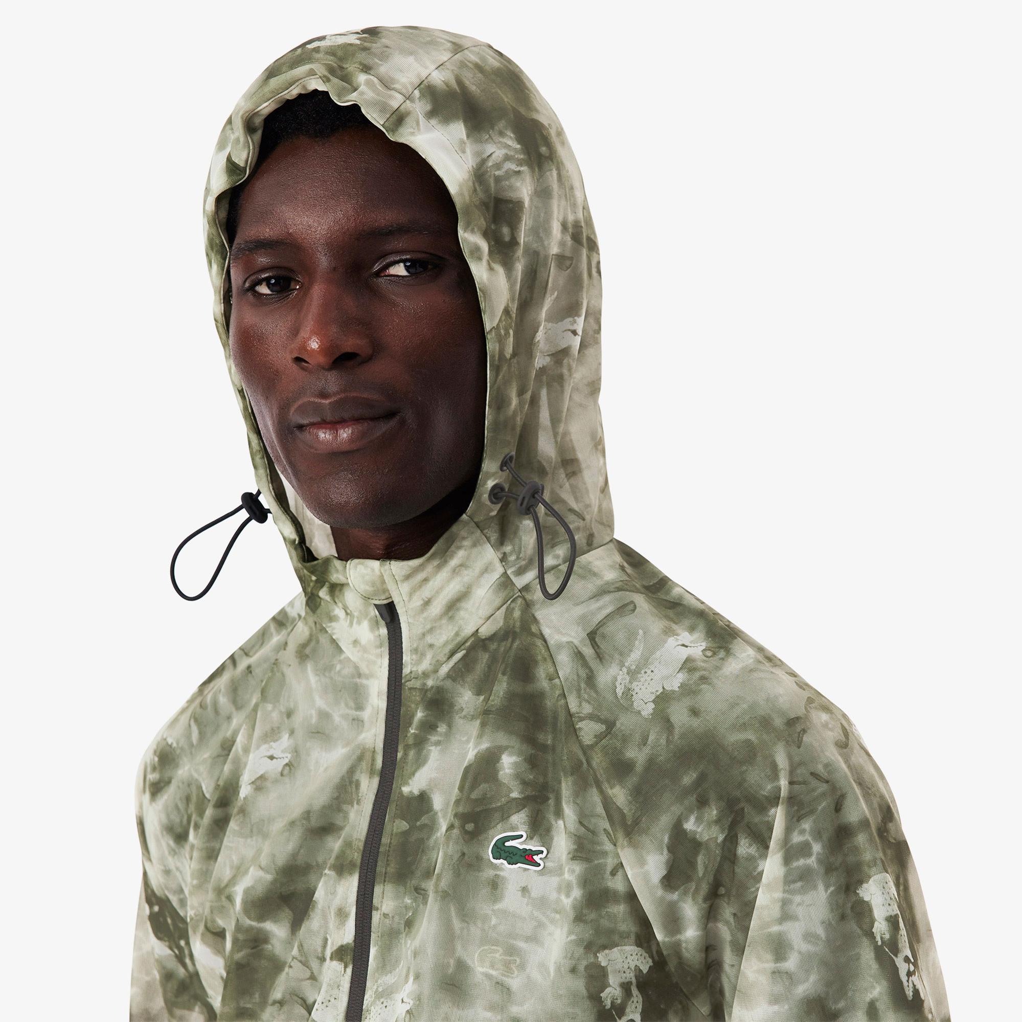 Lacoste Erkek Kapüşonlu Baskılı Yeşil Ceket
