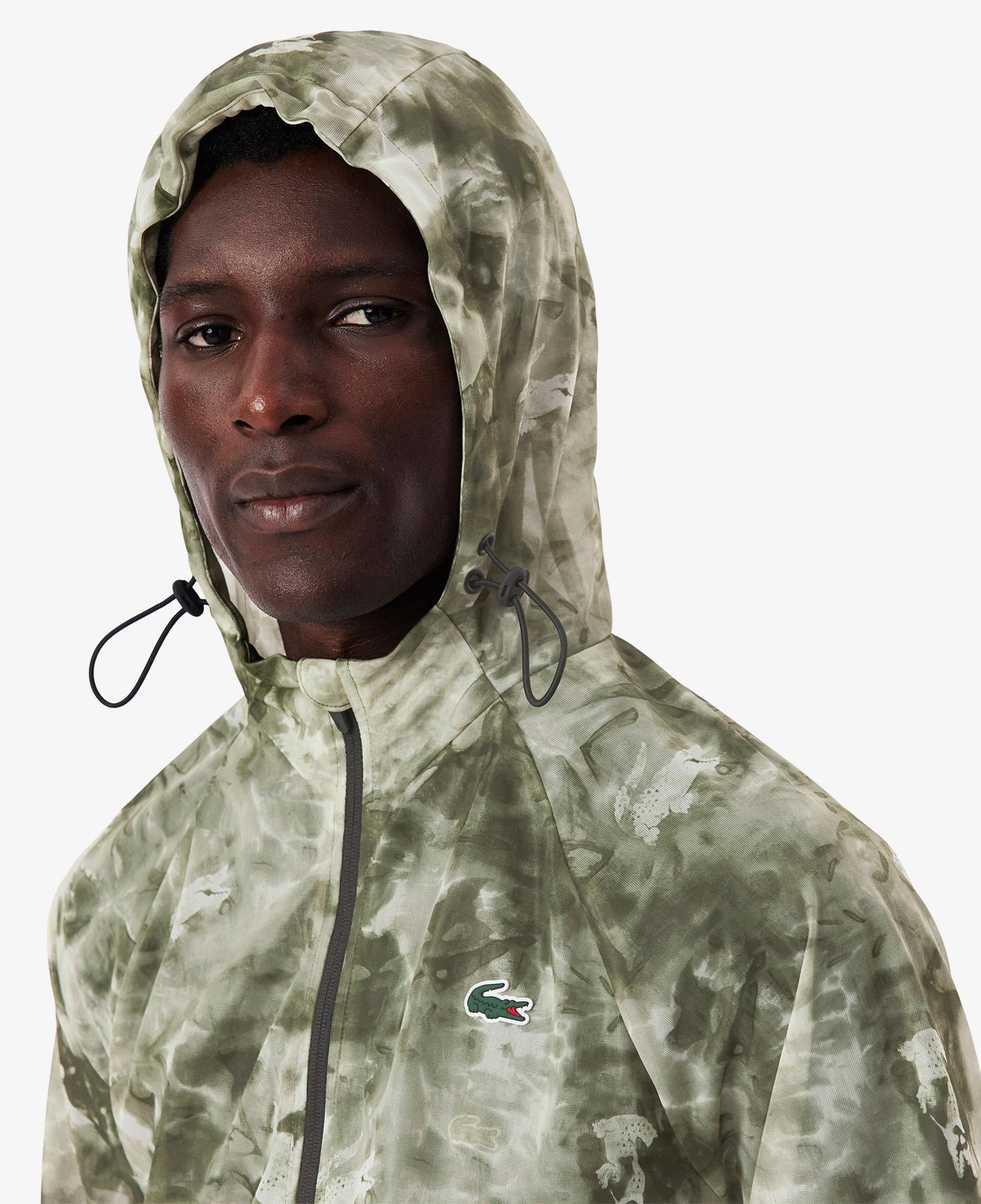 Lacoste Erkek Kapüşonlu Baskılı Yeşil Ceket