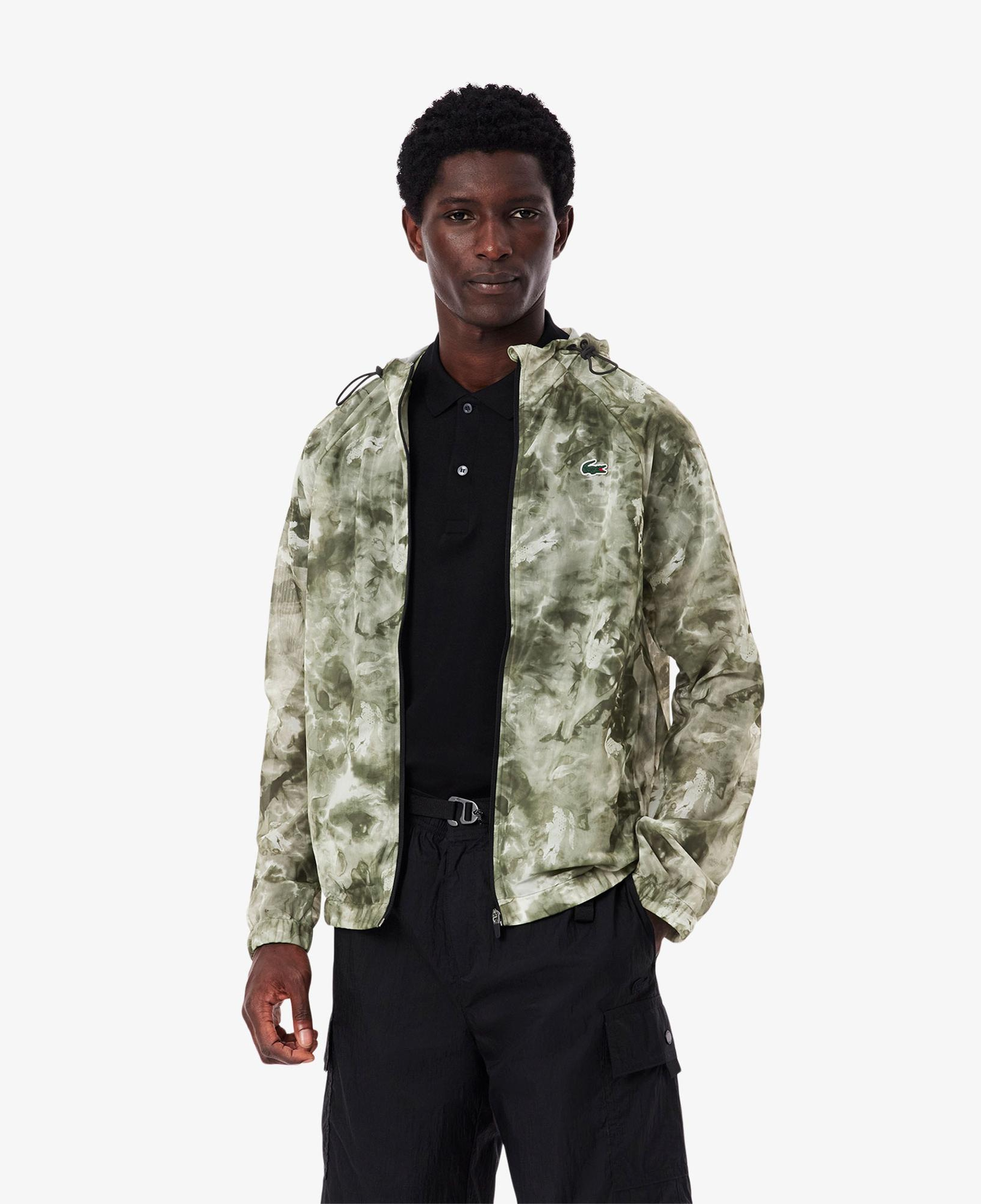 Lacoste Erkek Kapüşonlu Baskılı Yeşil Ceket