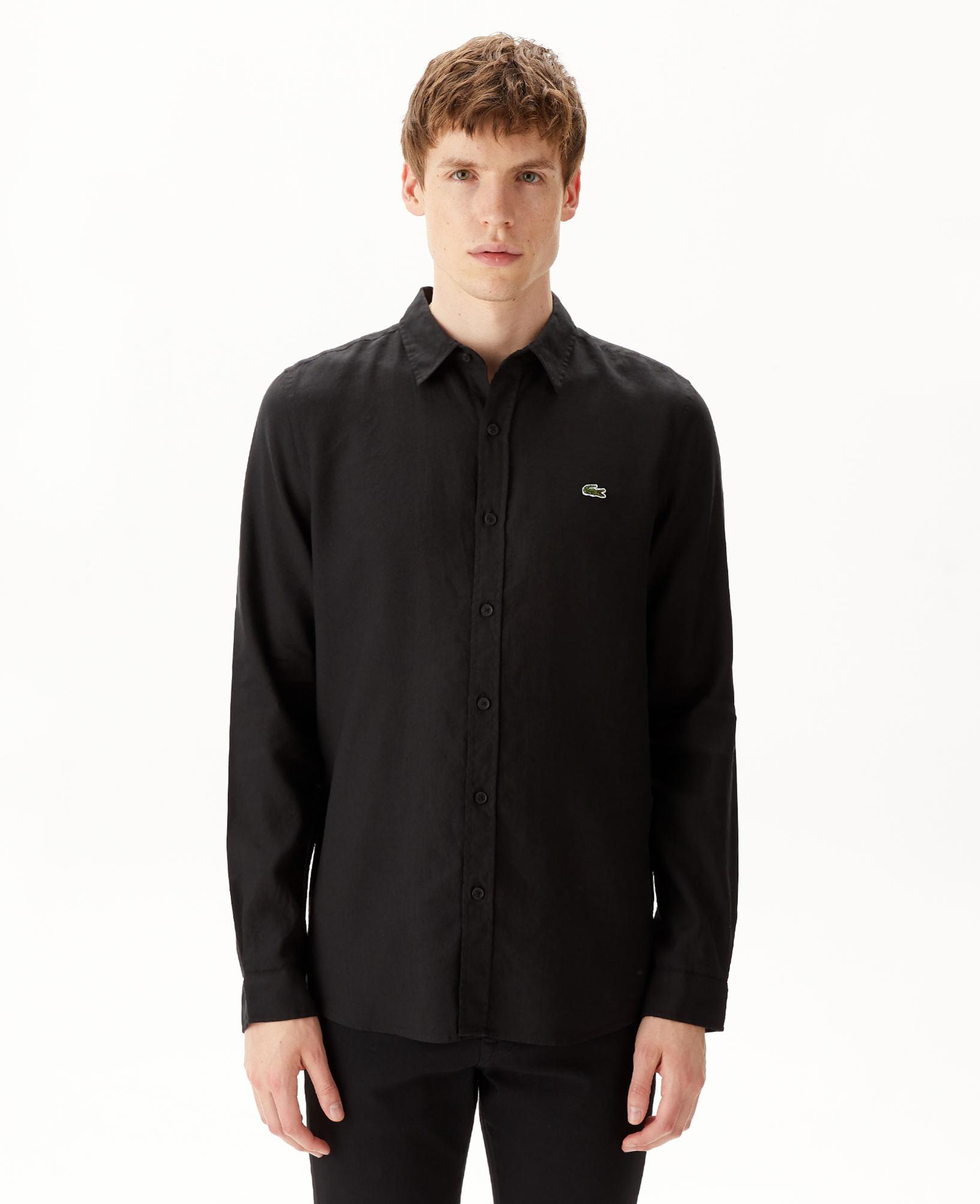 Lacoste Erkek Slim Fit Keten Siyah Gömlek