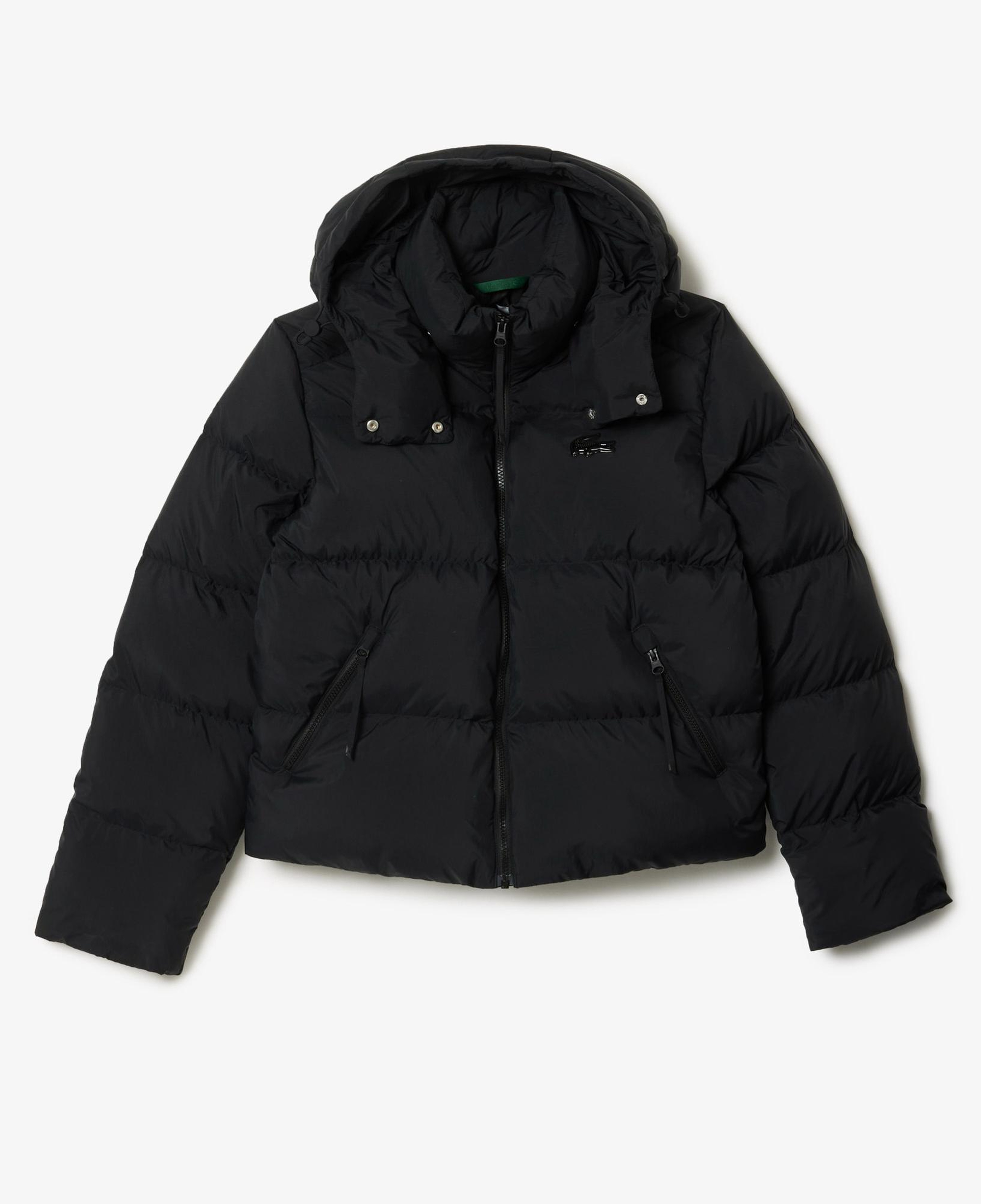 Lacoste Kadın Relaxed Fit Kapüşonlu Siyah Şişme Mont