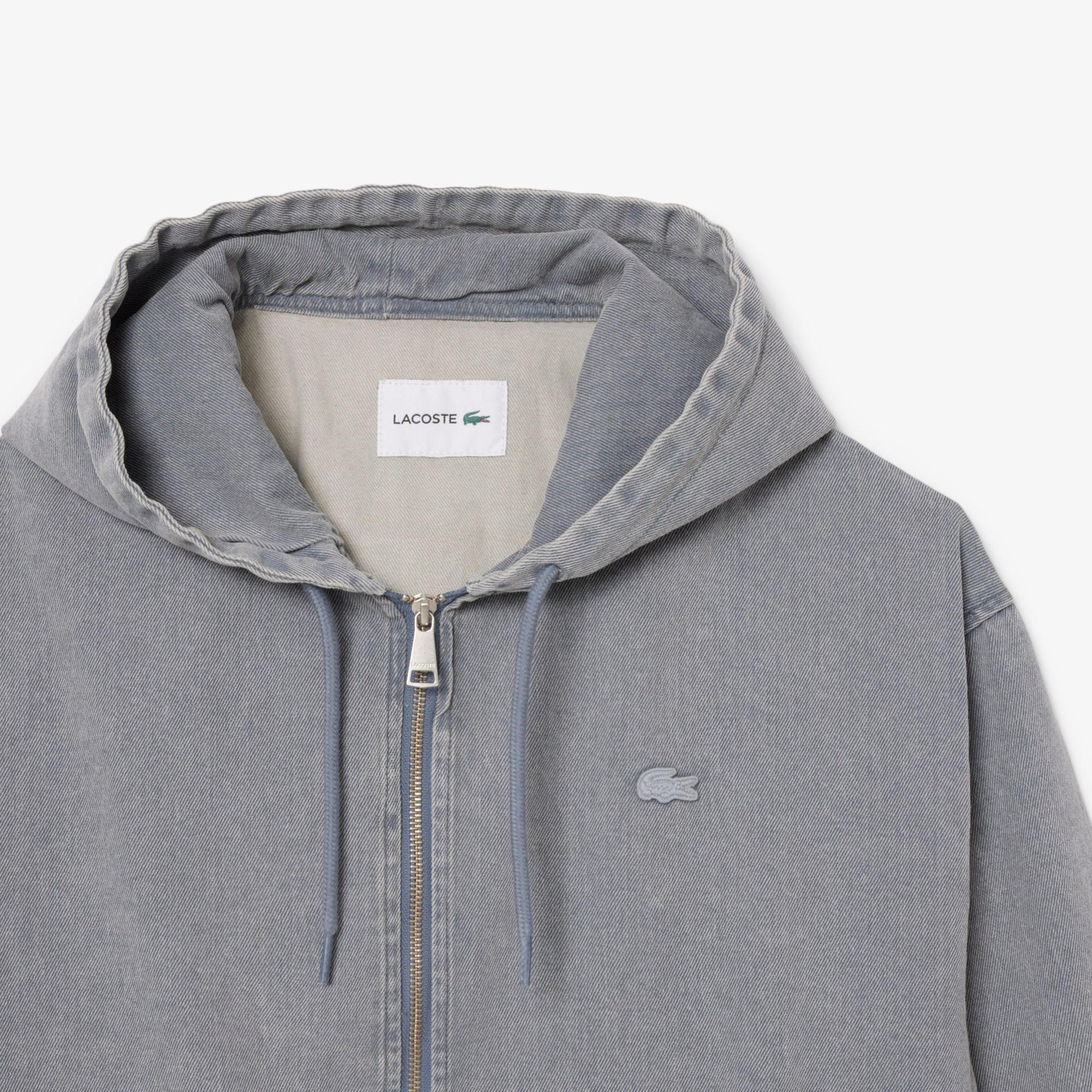 Lacoste Erkek Kapüşonlu Denim Gri Ceket