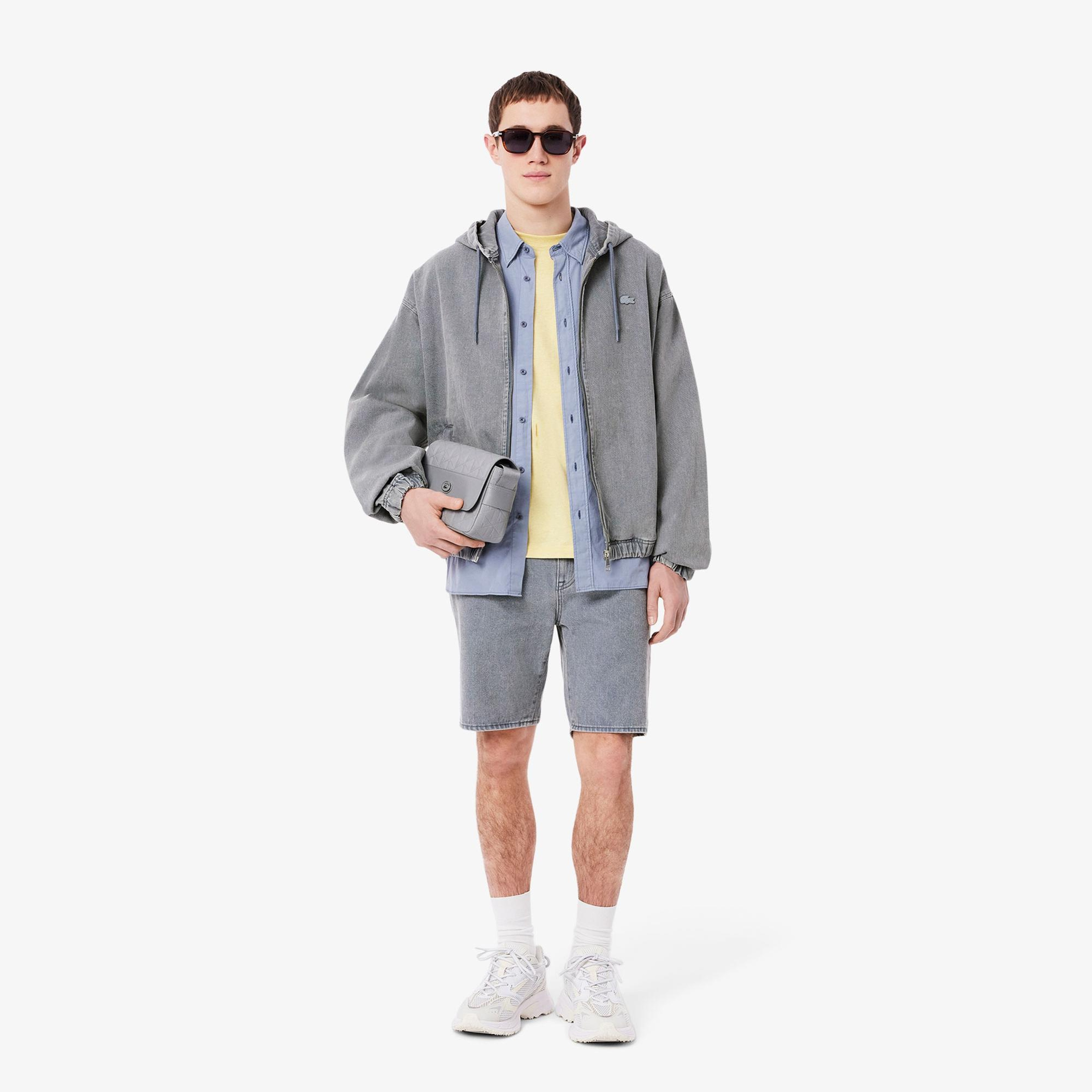 Lacoste Erkek Kapüşonlu Denim Gri Ceket