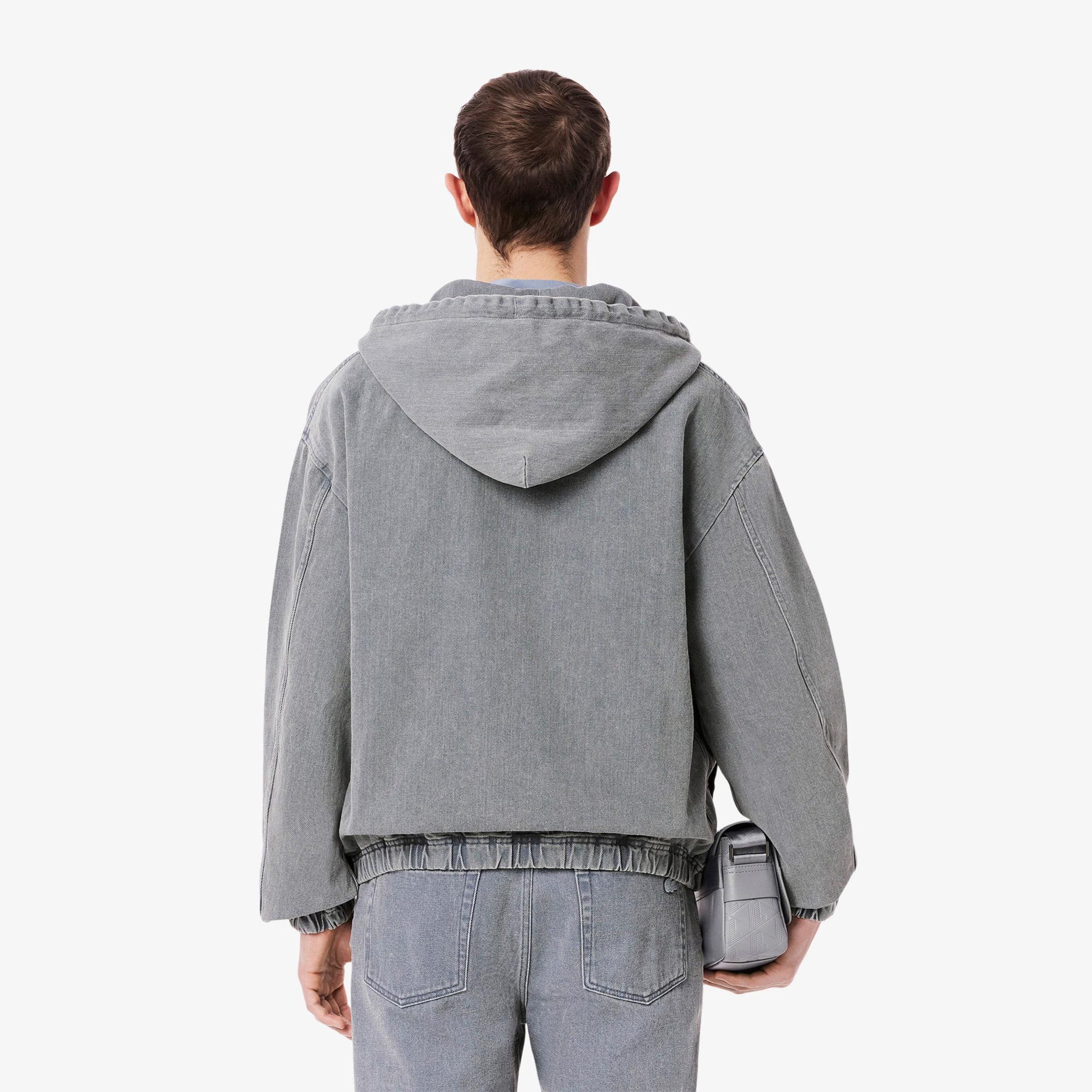 Lacoste Erkek Kapüşonlu Denim Gri Ceket