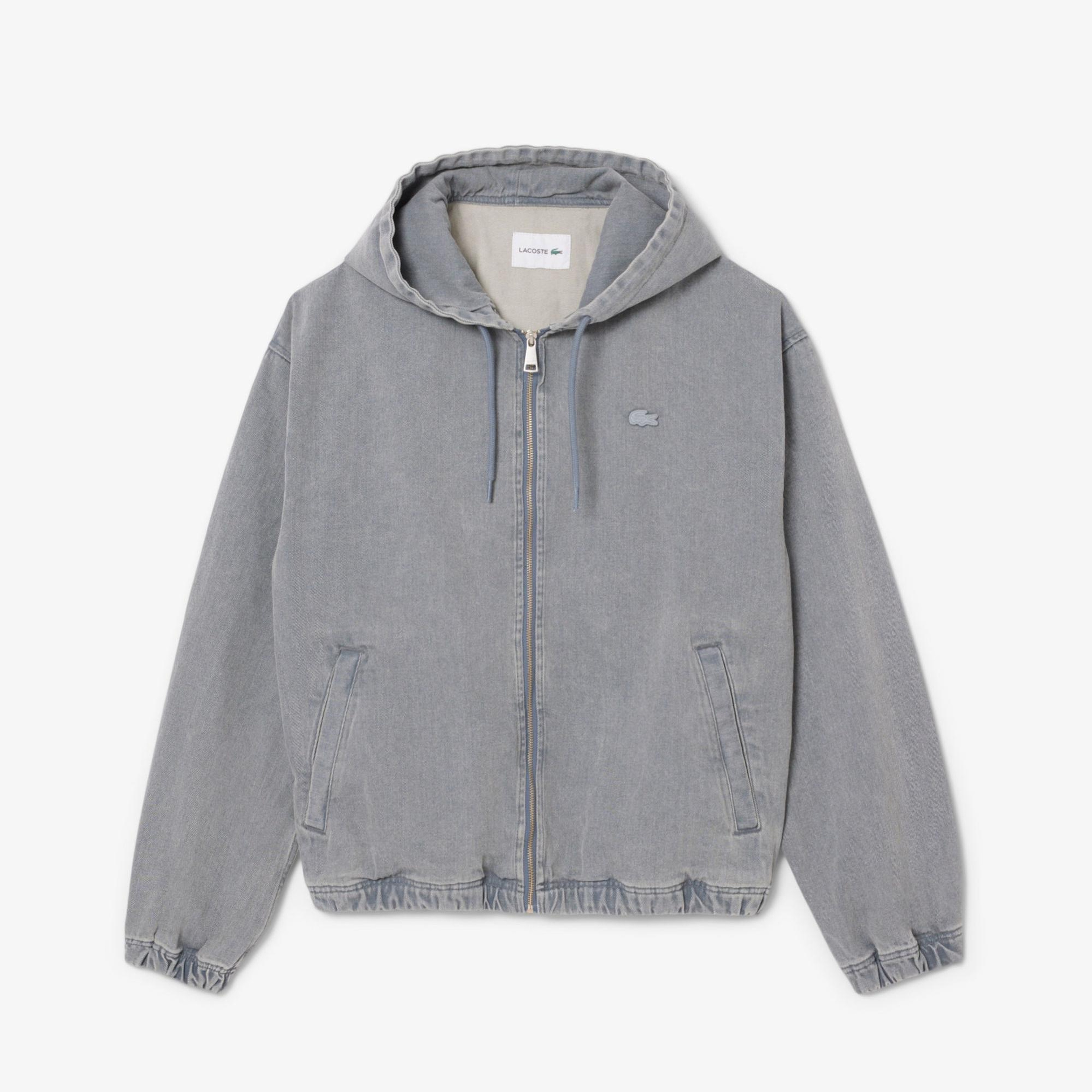 Lacoste Erkek Kapüşonlu Denim Gri Ceket