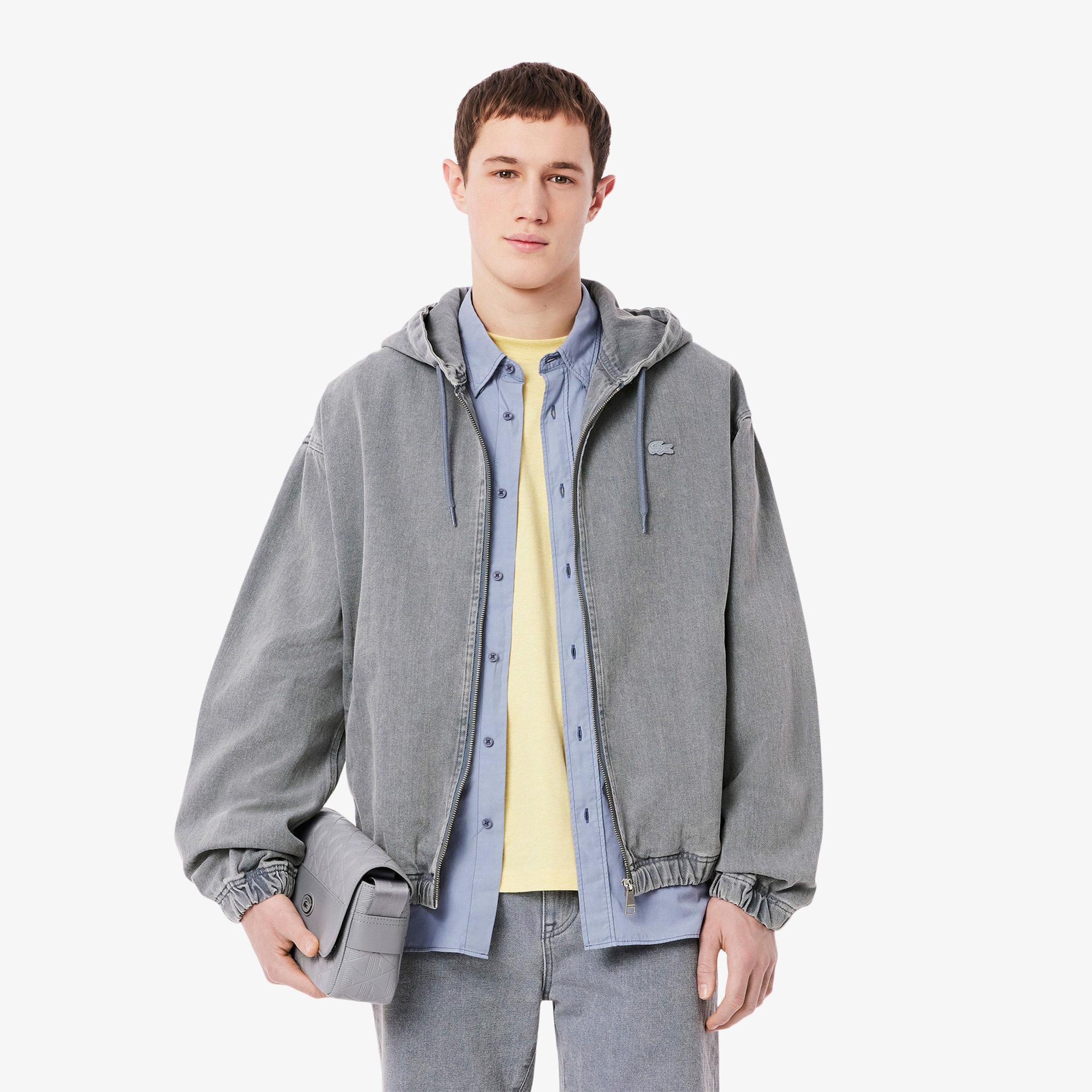 Lacoste Erkek Kapüşonlu Denim Gri Ceket