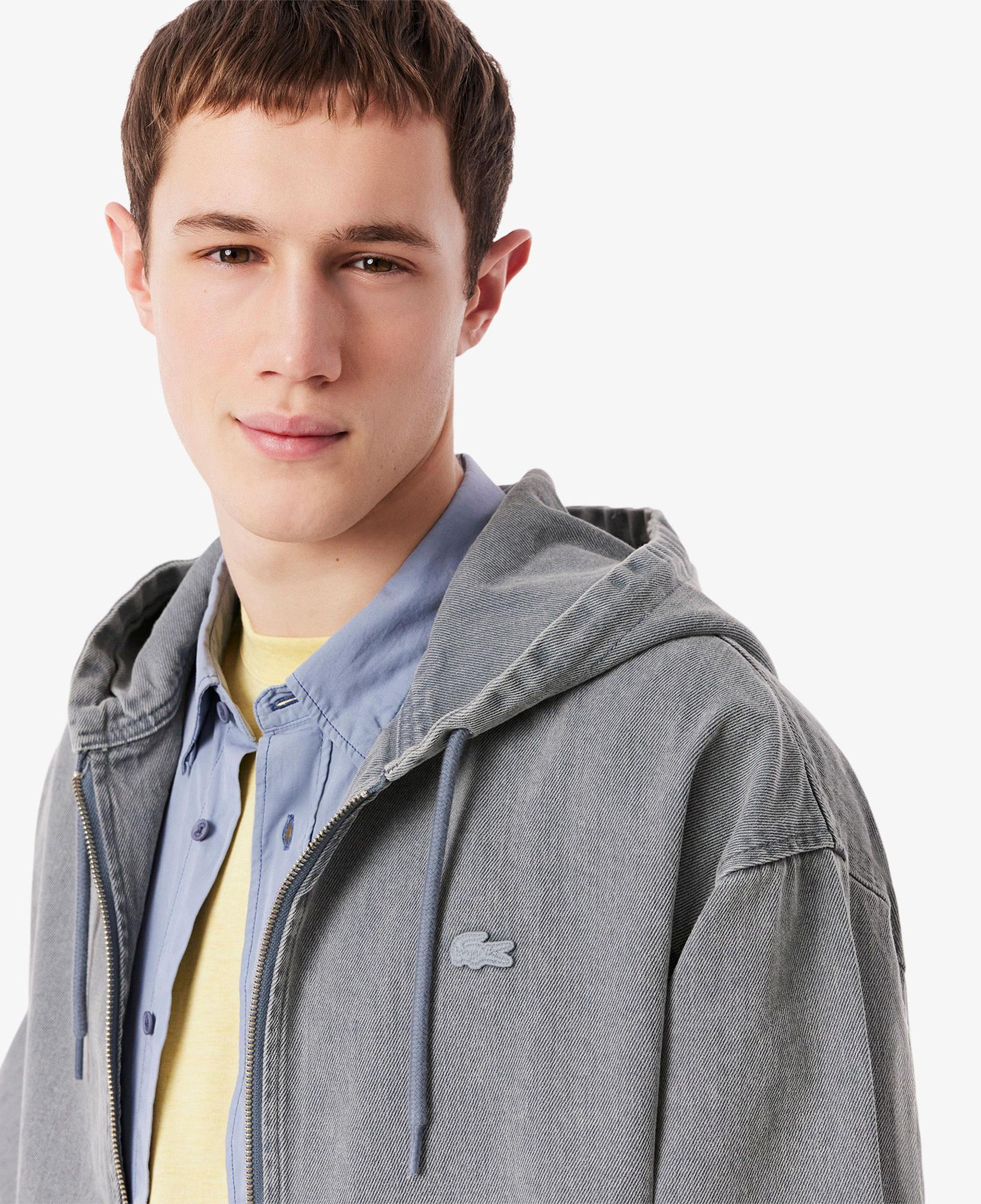 Lacoste Erkek Kapüşonlu Denim Gri Ceket
