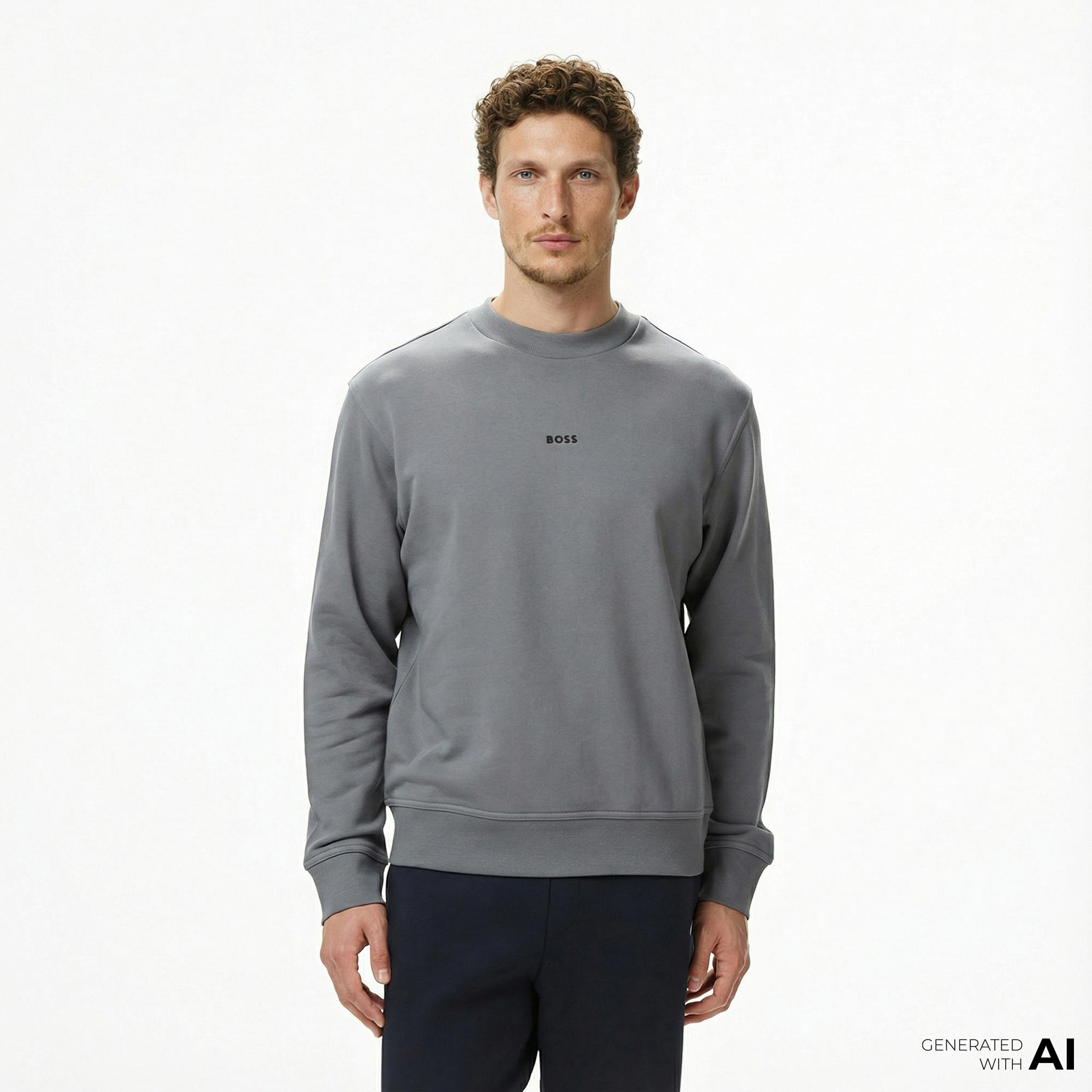 Boss Erkek Gri Sweatshirt