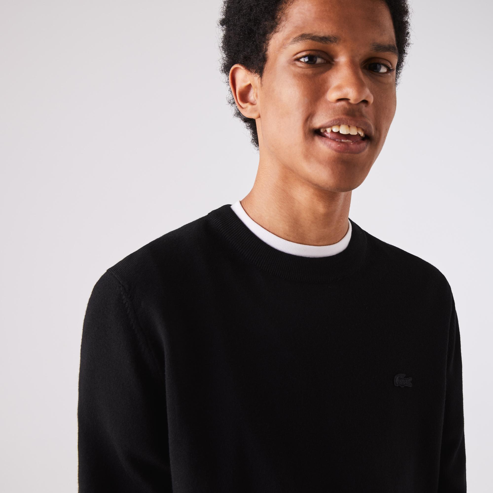 Lacoste Erkek Regular Fit Boğazlı Yaka Siyah Kazak