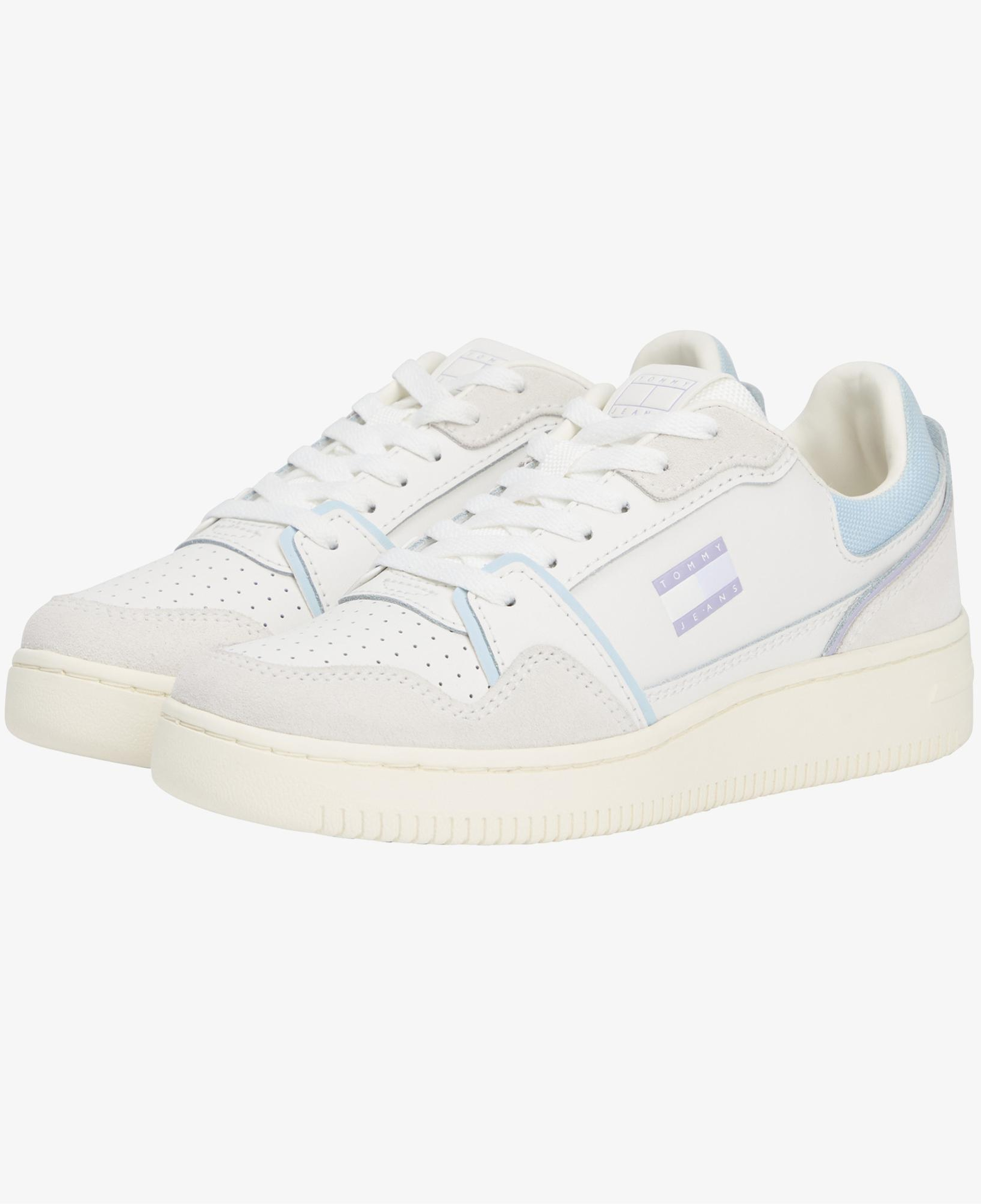 Tommy Jeans Retro Basket Kadın Beyaz/Mavi Spor Ayakkabı