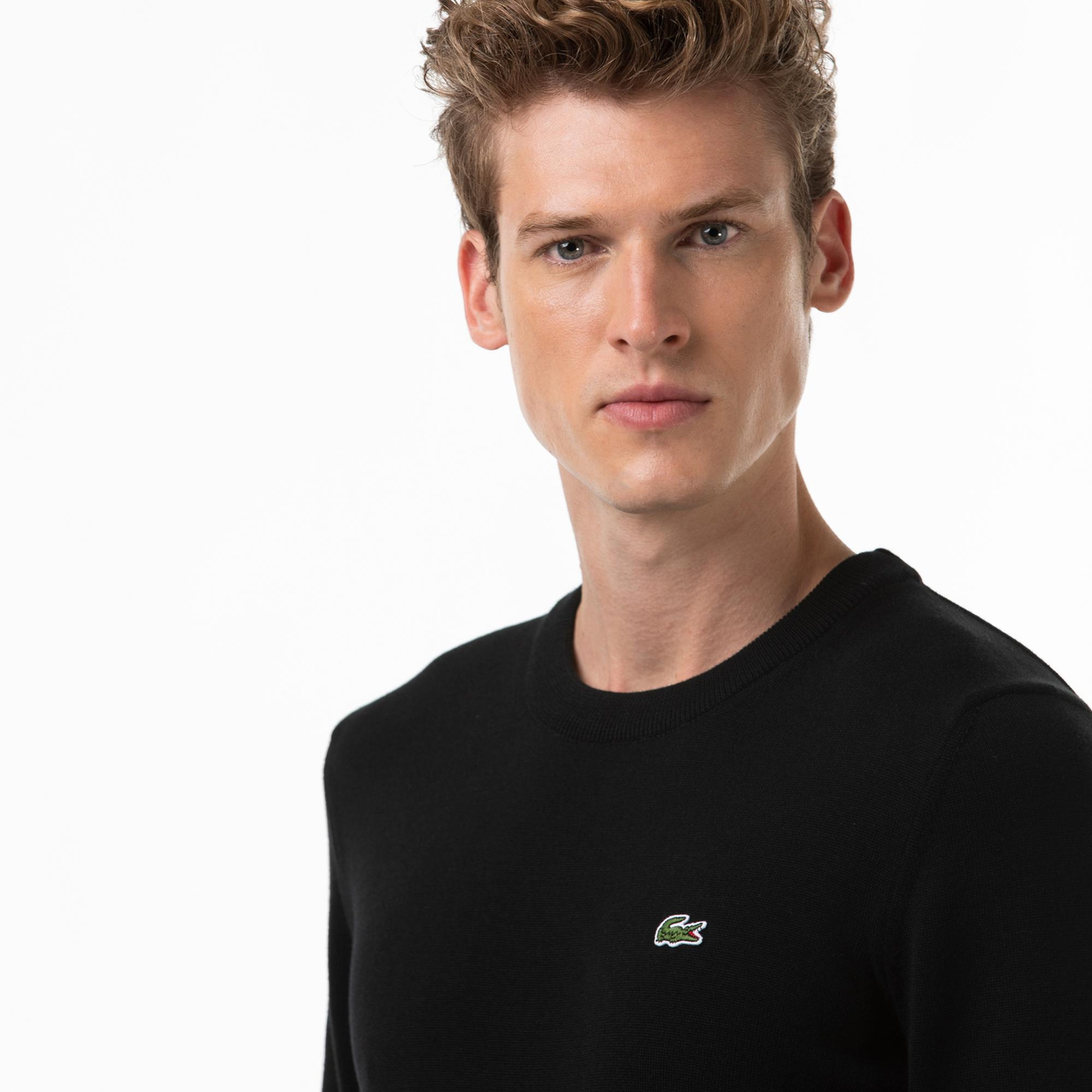 Lacoste Erkek Regular Fit Bisiklet Yaka Siyah Kazak