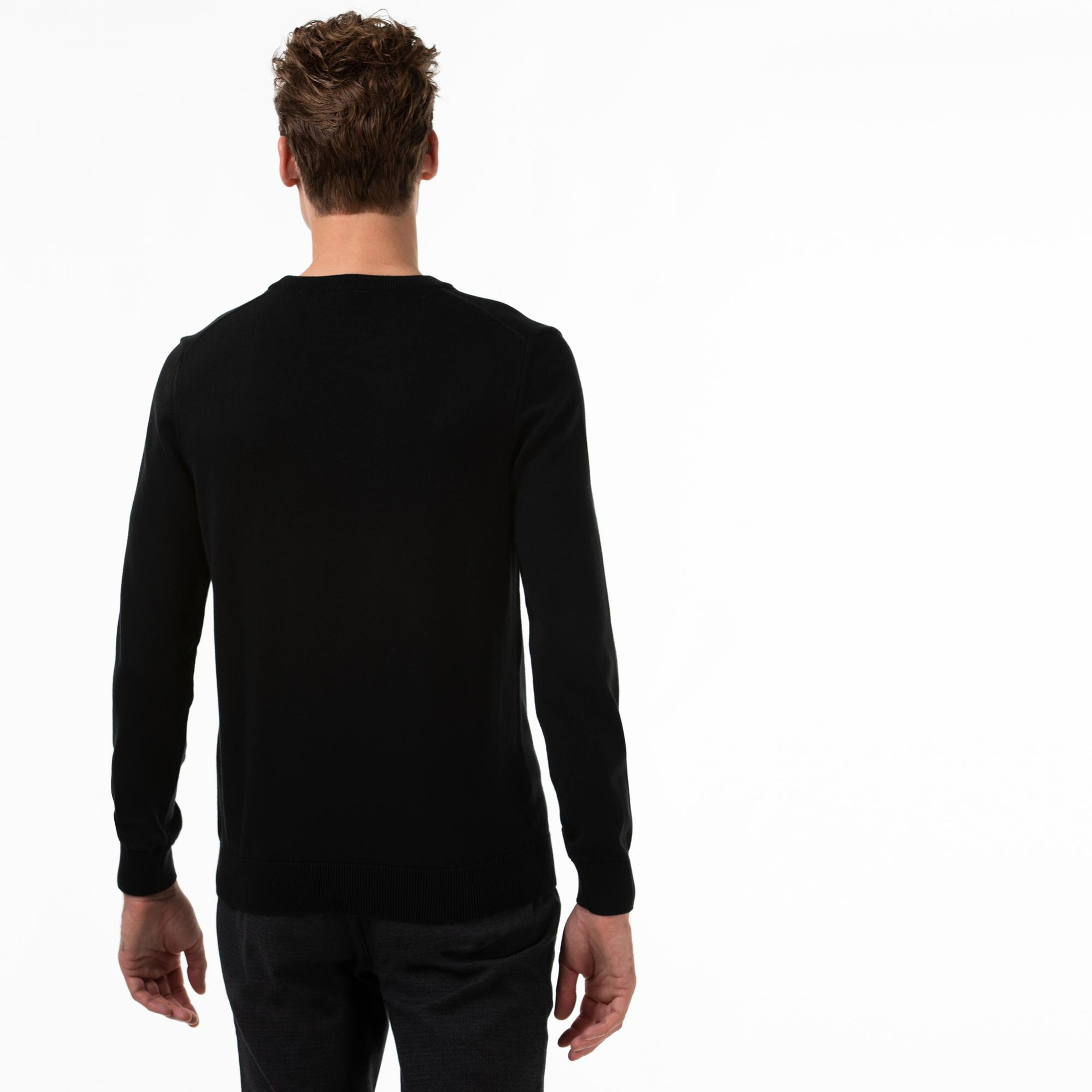 Lacoste Erkek Regular Fit Bisiklet Yaka Siyah Kazak