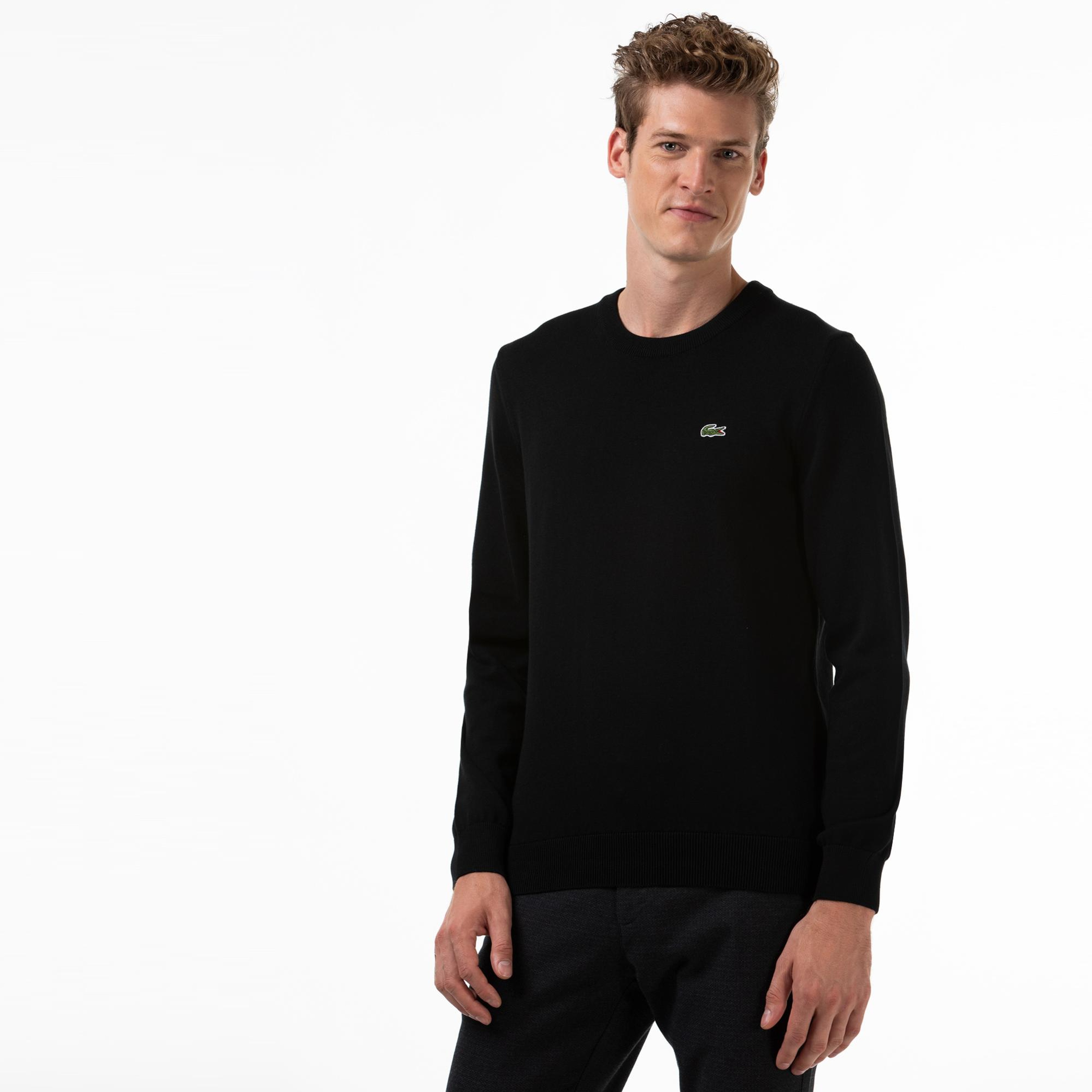 Lacoste Erkek Regular Fit Bisiklet Yaka Siyah Kazak